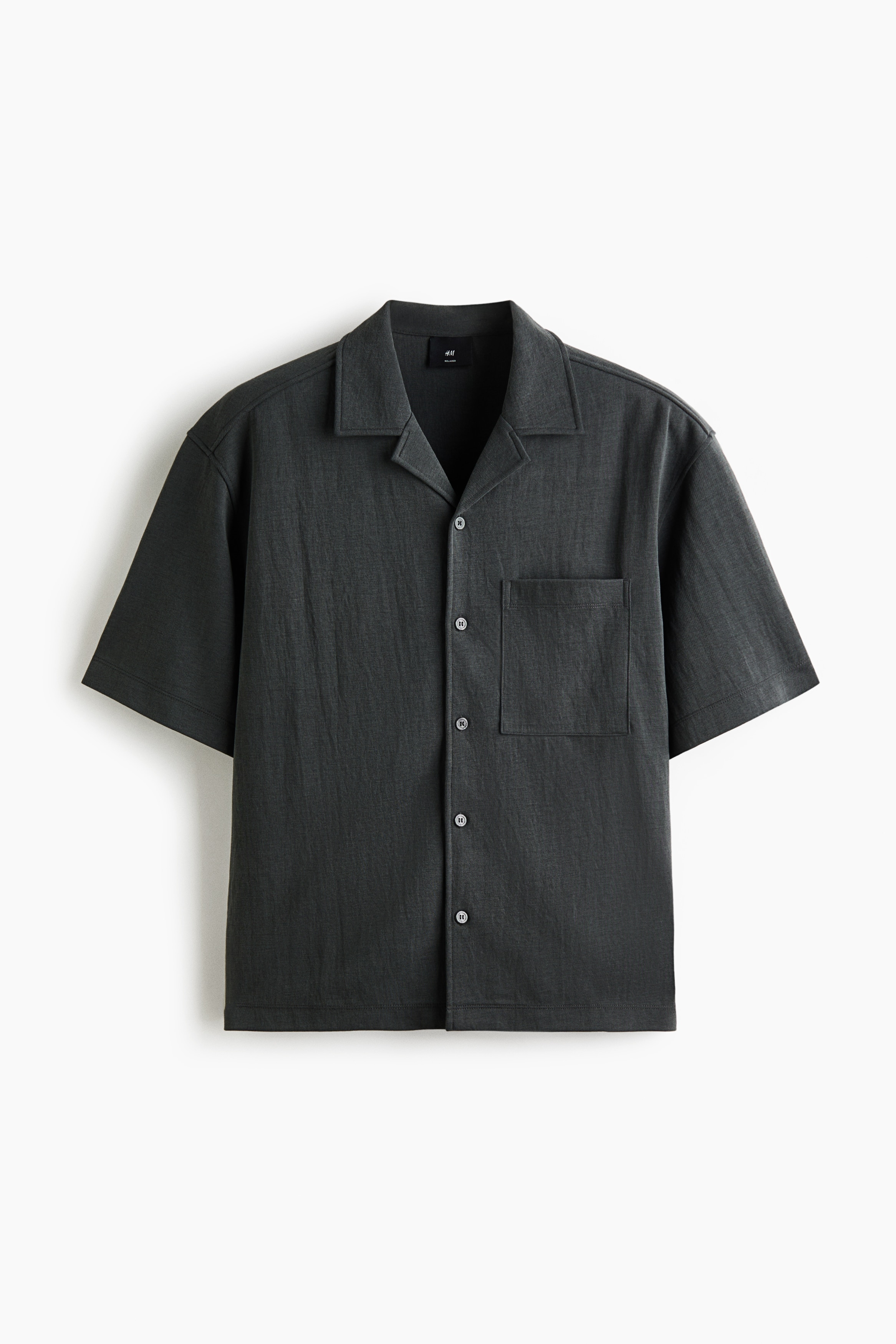 Relaxed-Fit Short-Sleeved Resort Shirt - Dark gray/Light beige