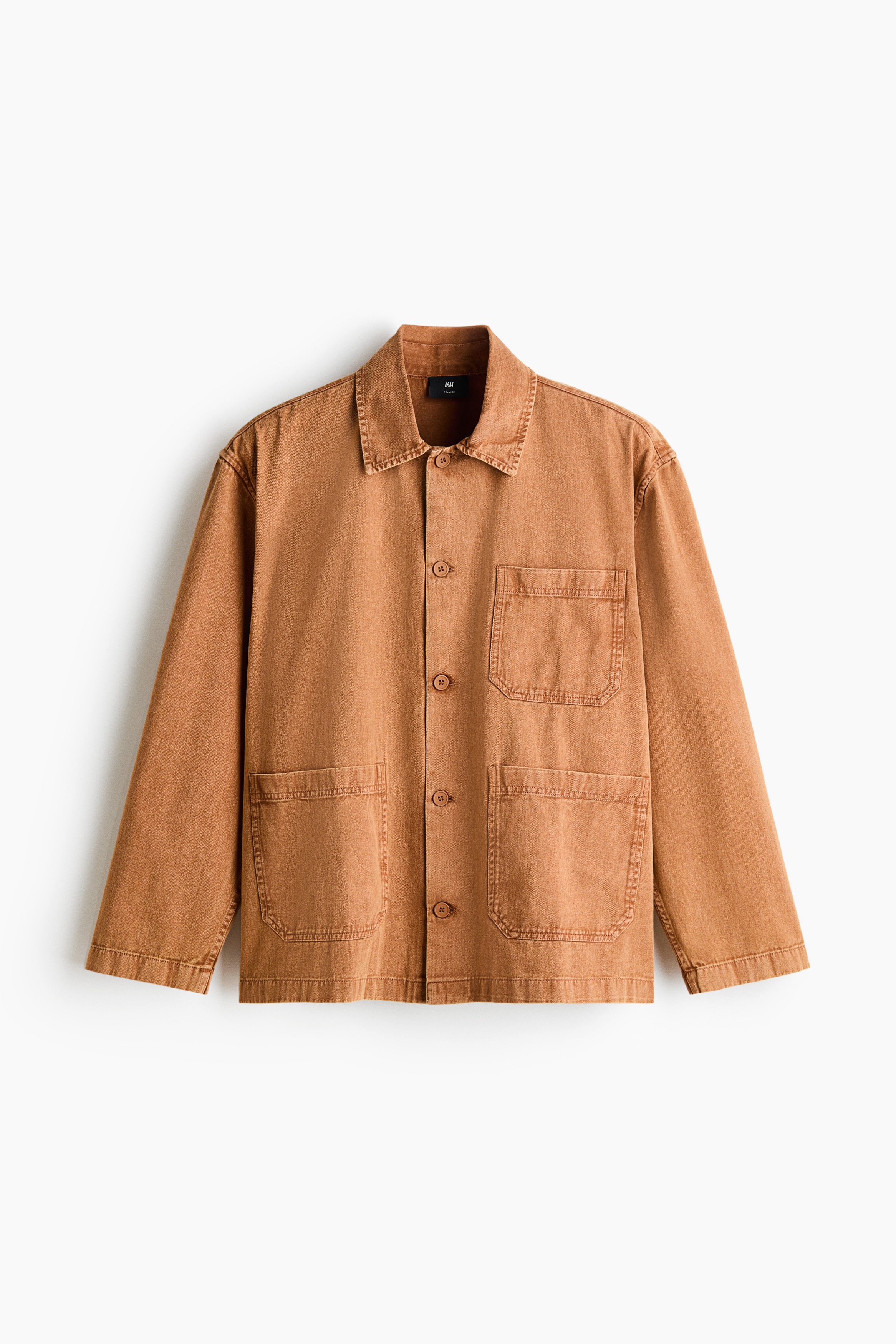 Cotton twill overshirt - Dark pumpkin brown