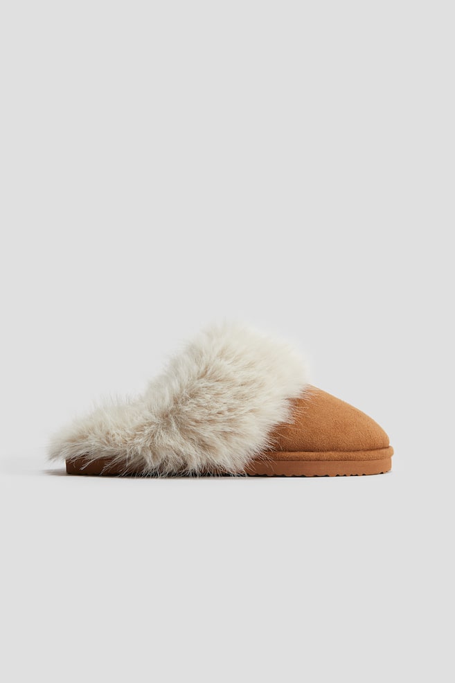 Fluffy-lined slippers - Dark beige/Beige - 1