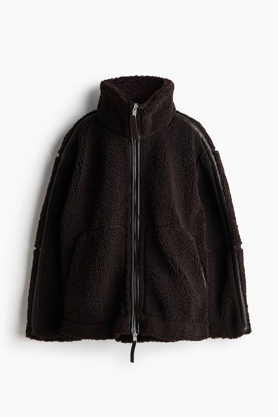 Женские куртки H&M Oversized Teddy Fleece Jacket