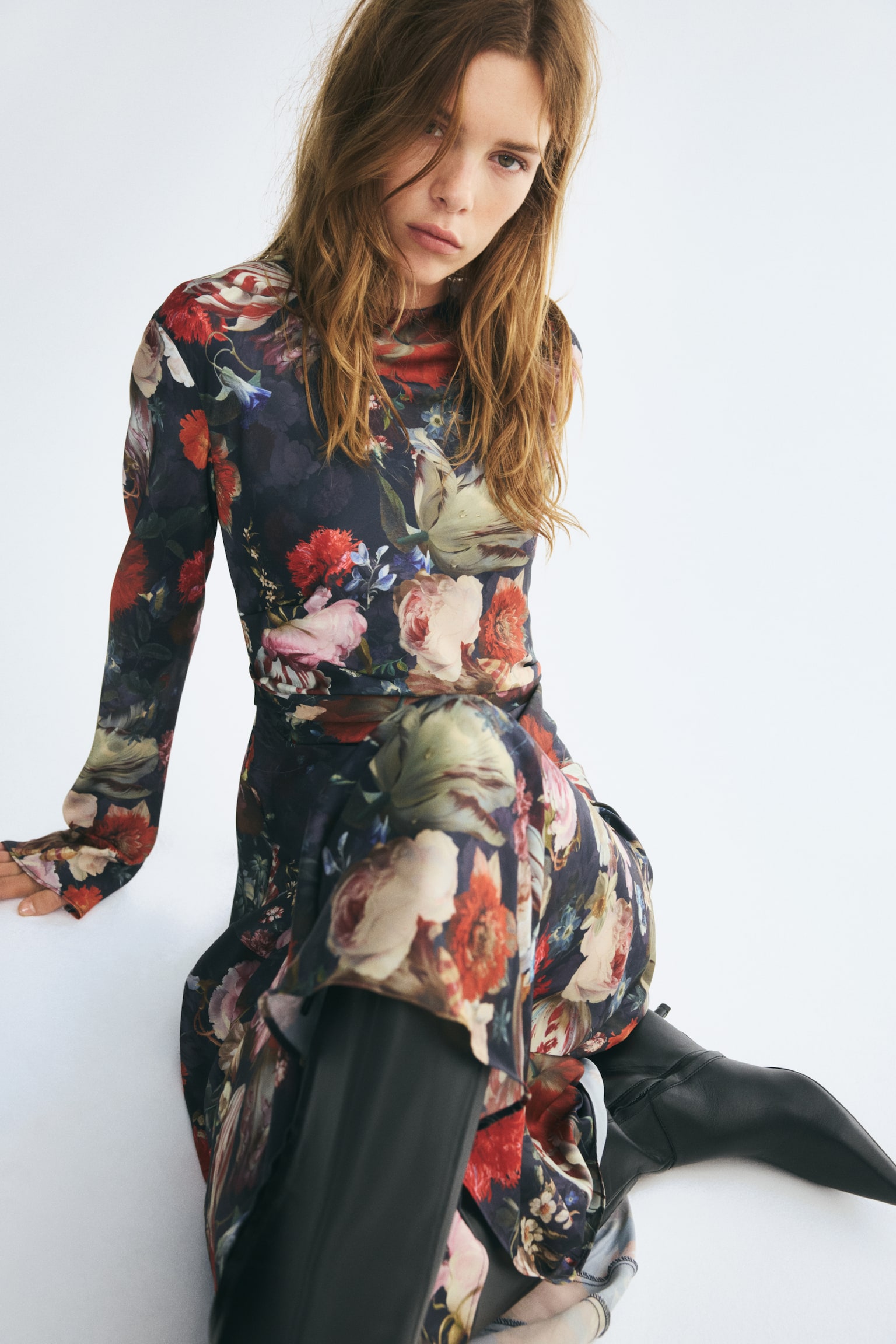 Patterned Draped Dress - 1