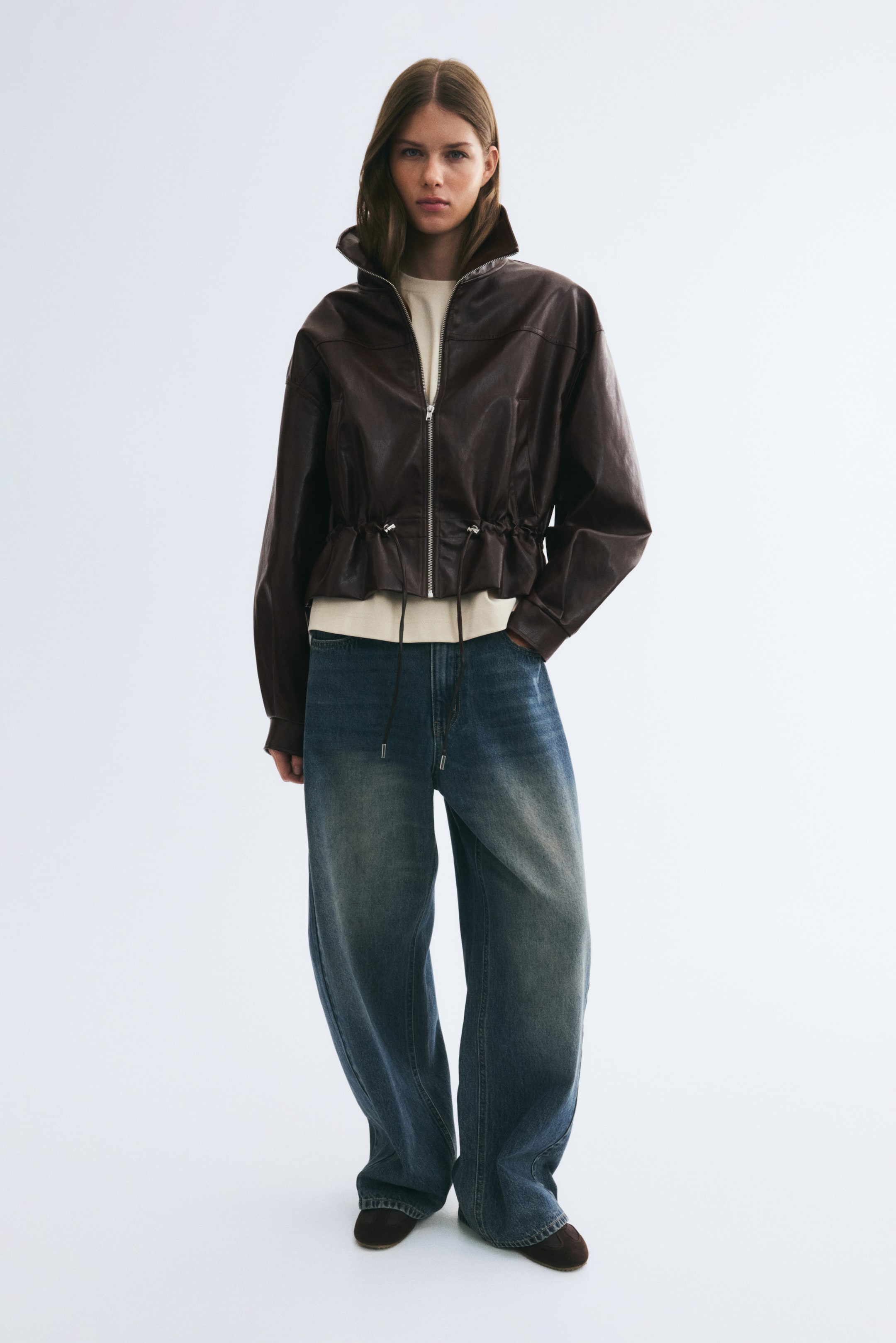 Coated Jacket with Stand-Up Collar