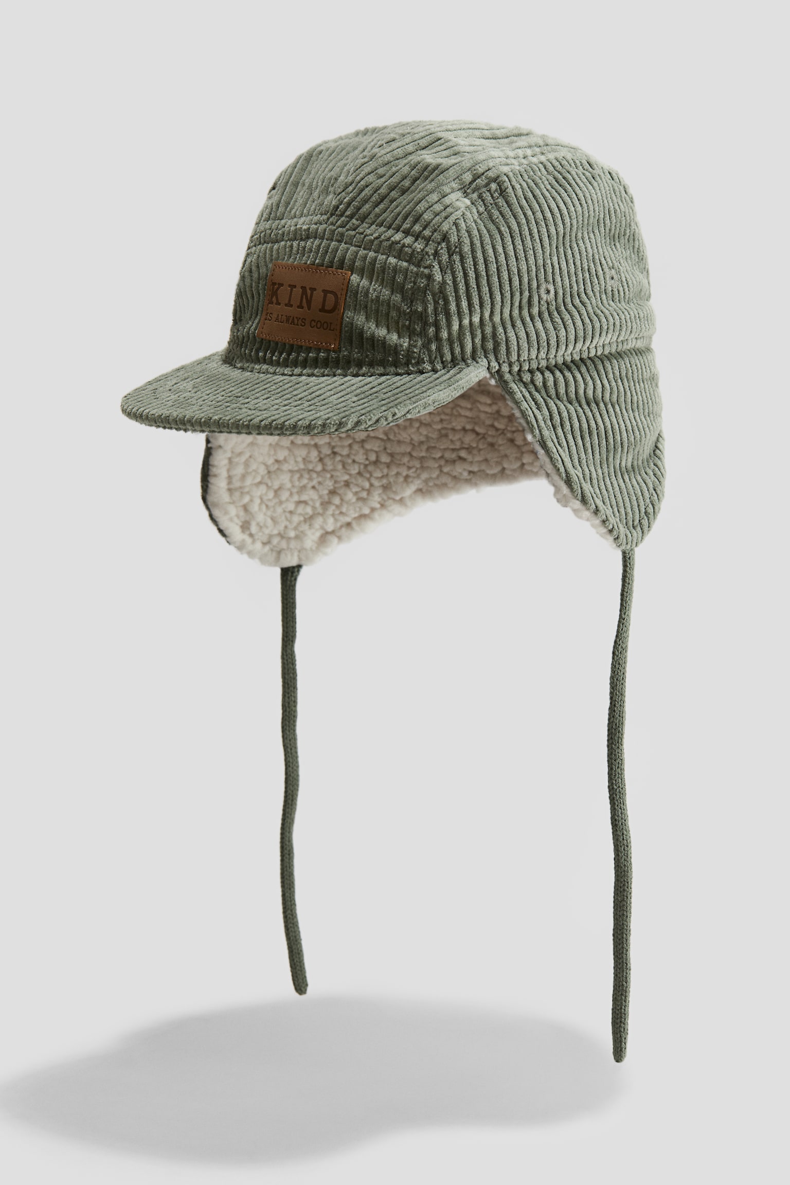 Cap with earflaps - Khaki green/Beige - 1