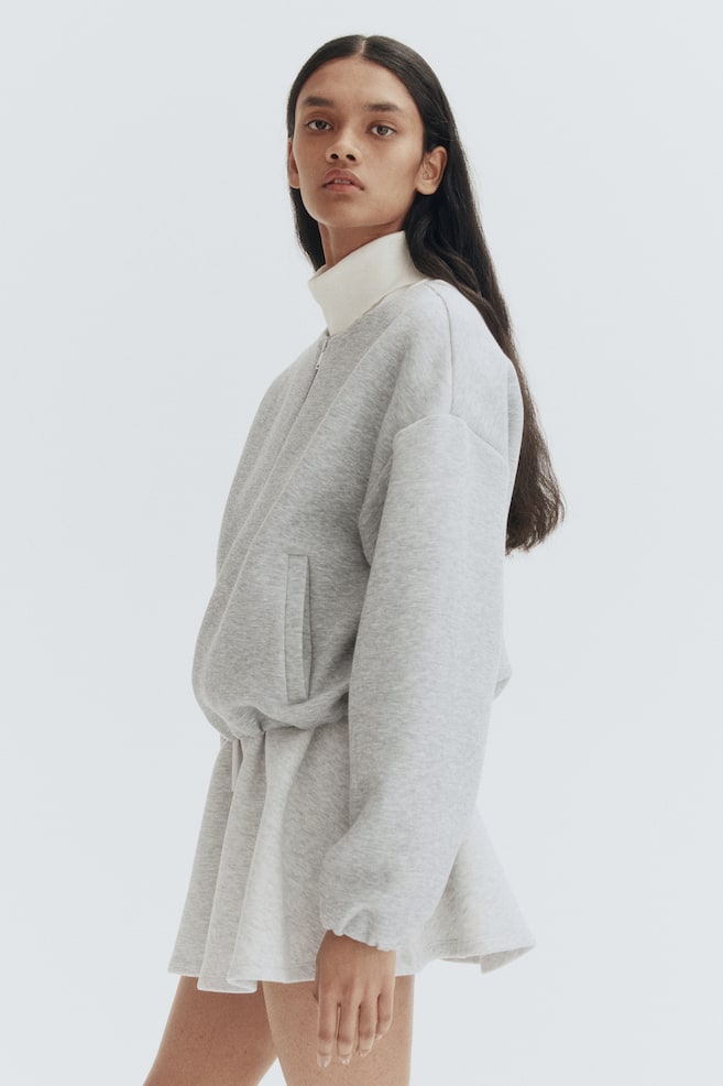 Sweat-Jacke aus Scuba-Graumeliert - 5