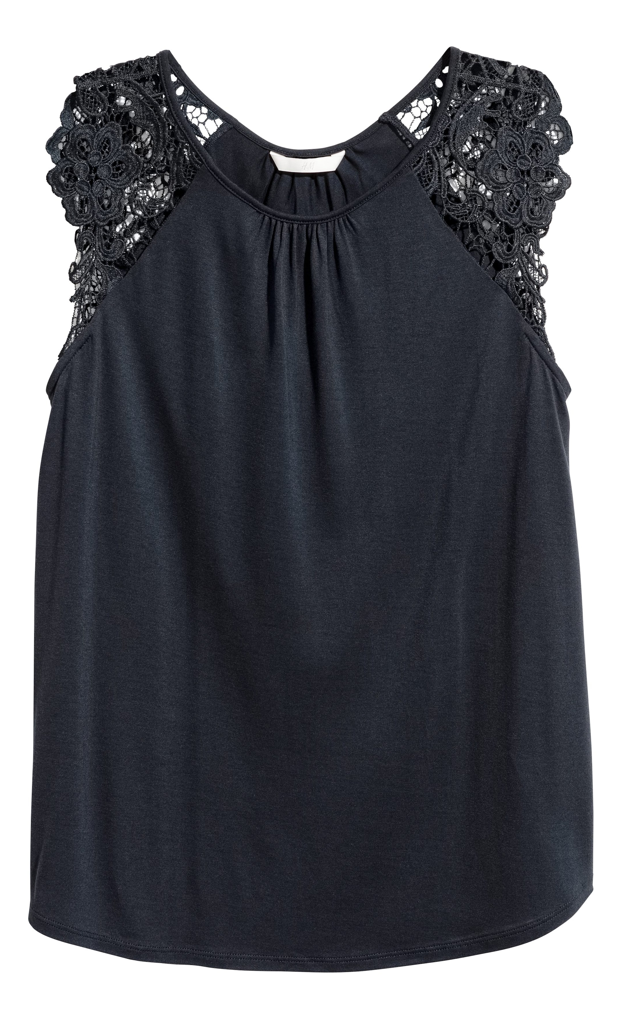 Büyük resmi görüntüle: Dantelli Jarse Üst - Koyu mavi - KADIN | H&M TR 1