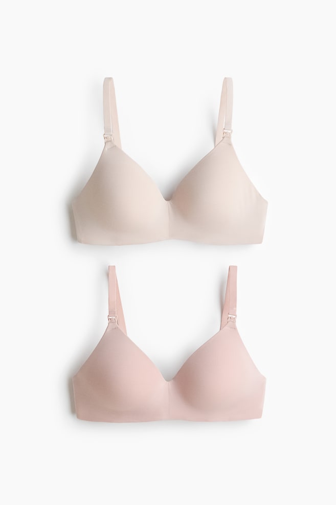 MAMA Set de 2 sutiene de alăptare fără armătură - Bej-deschis/roz-pal/Bej/negru/Bej/bej-deschis - 1
