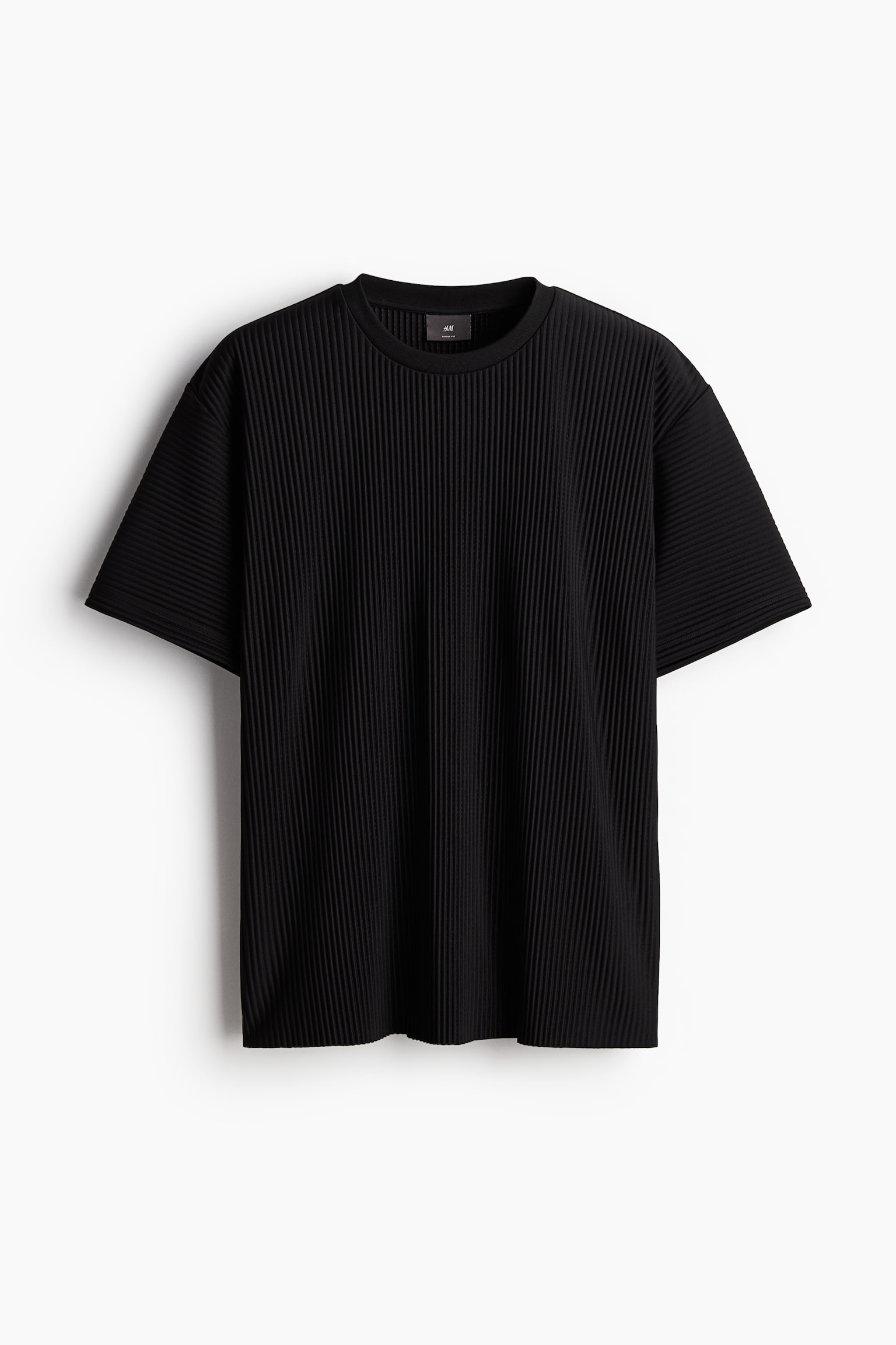 Loose Fit Pleated T-shirt - Black/Light beige - 2