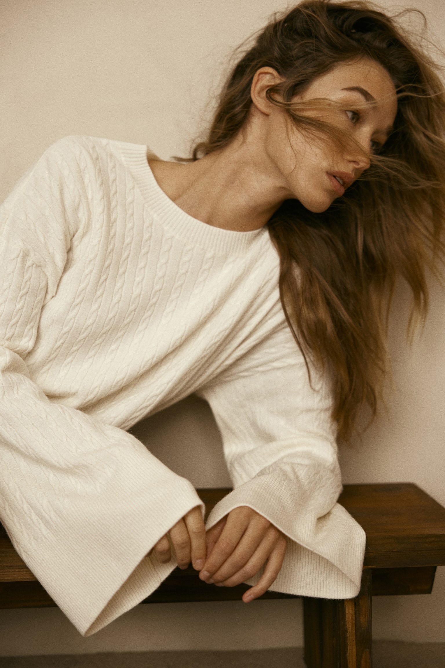 Cable-knit dress - Cream/Black/Dark grey marl - 4