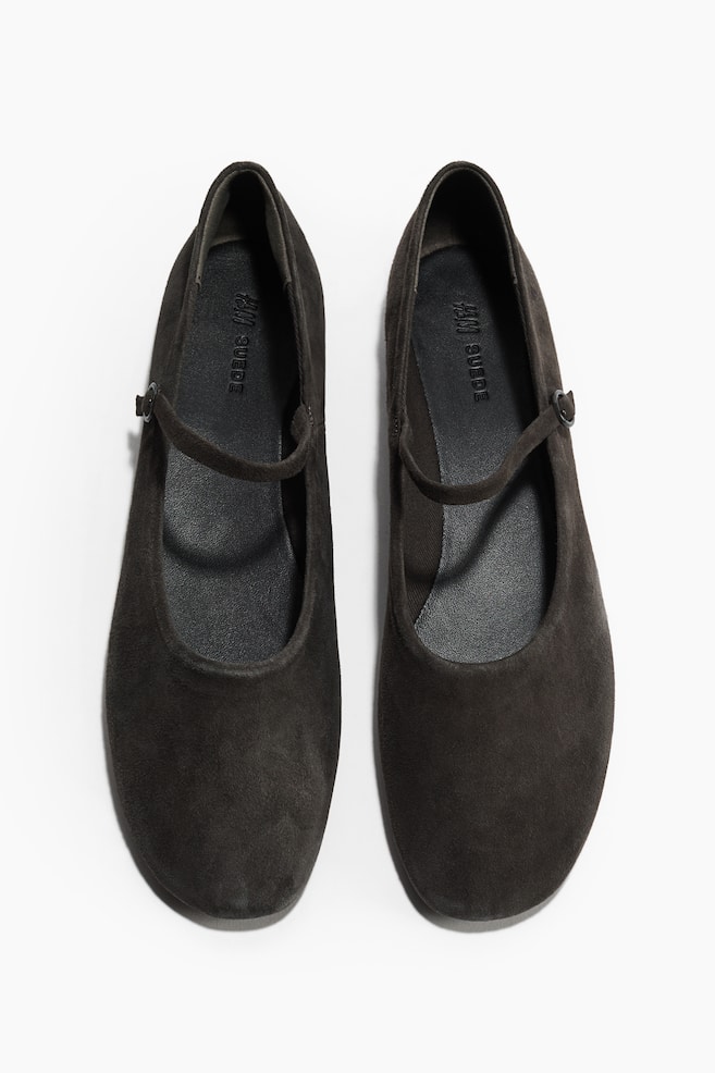 Suede Mary Jane ballet flats - Dark khaki green/Light dusty turquoise/Burgundy/Light brown - 1