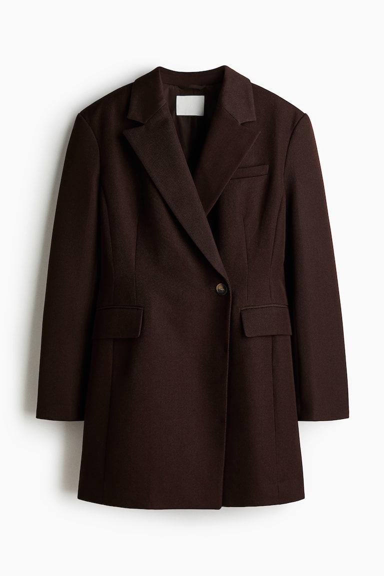 Ladies - Dark Brown Double-Breasted Jacket Dress - Size: XXL - H&M