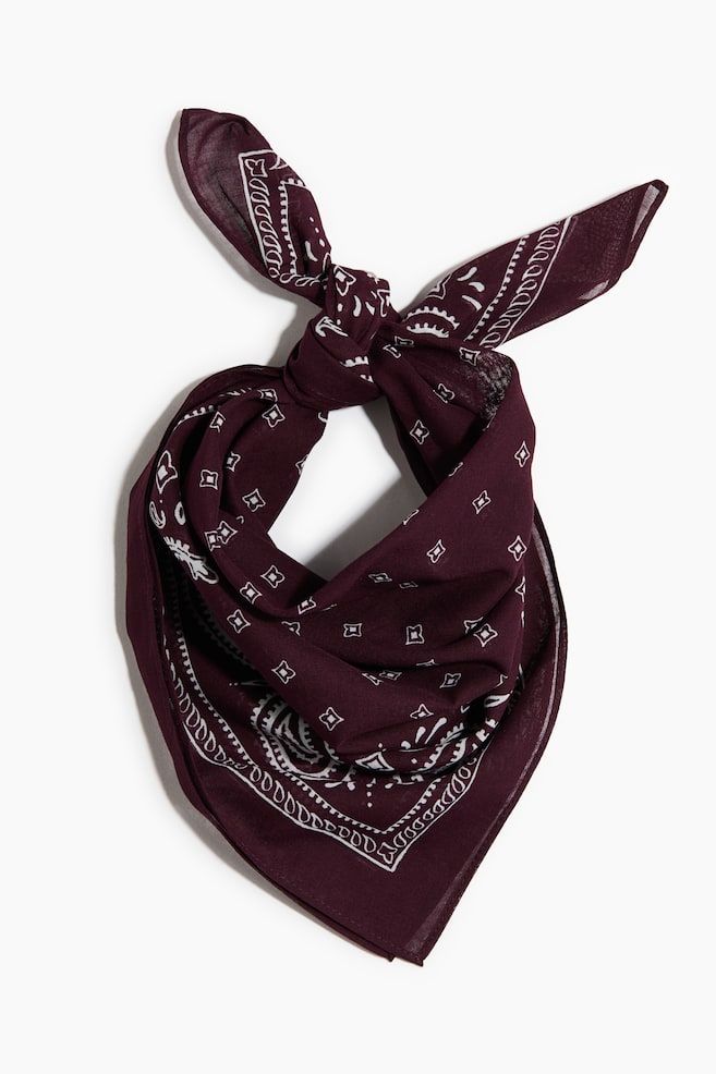 Patterned Cotton Scarf - Plum red/paisley/Purple/paisley - 6