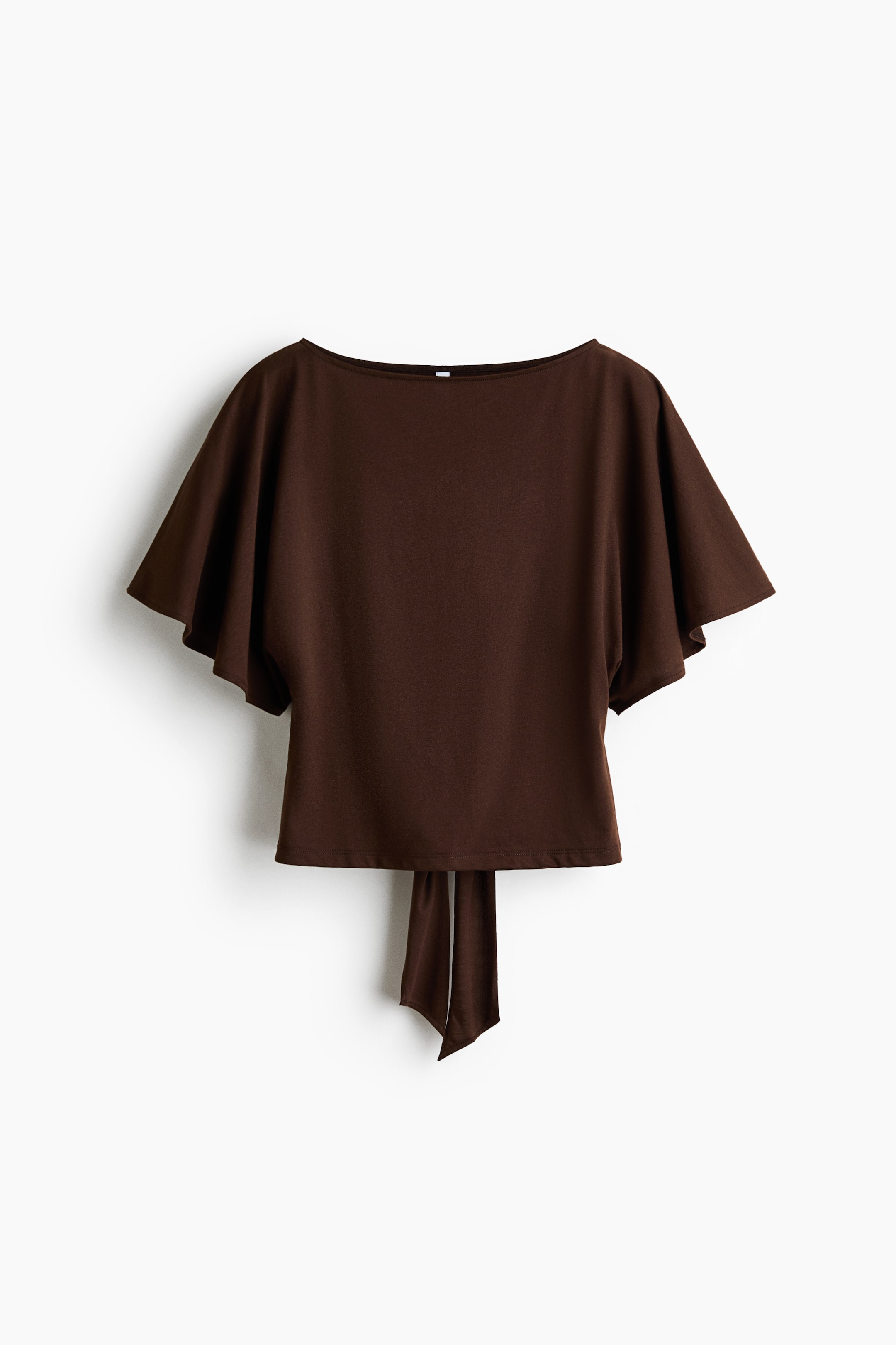 Größeres Bild anzeigen: Shirt mit U-Boot-Ausschnitt und Bindebändern - Dunkelbraun - Ladies | H&M AT 1