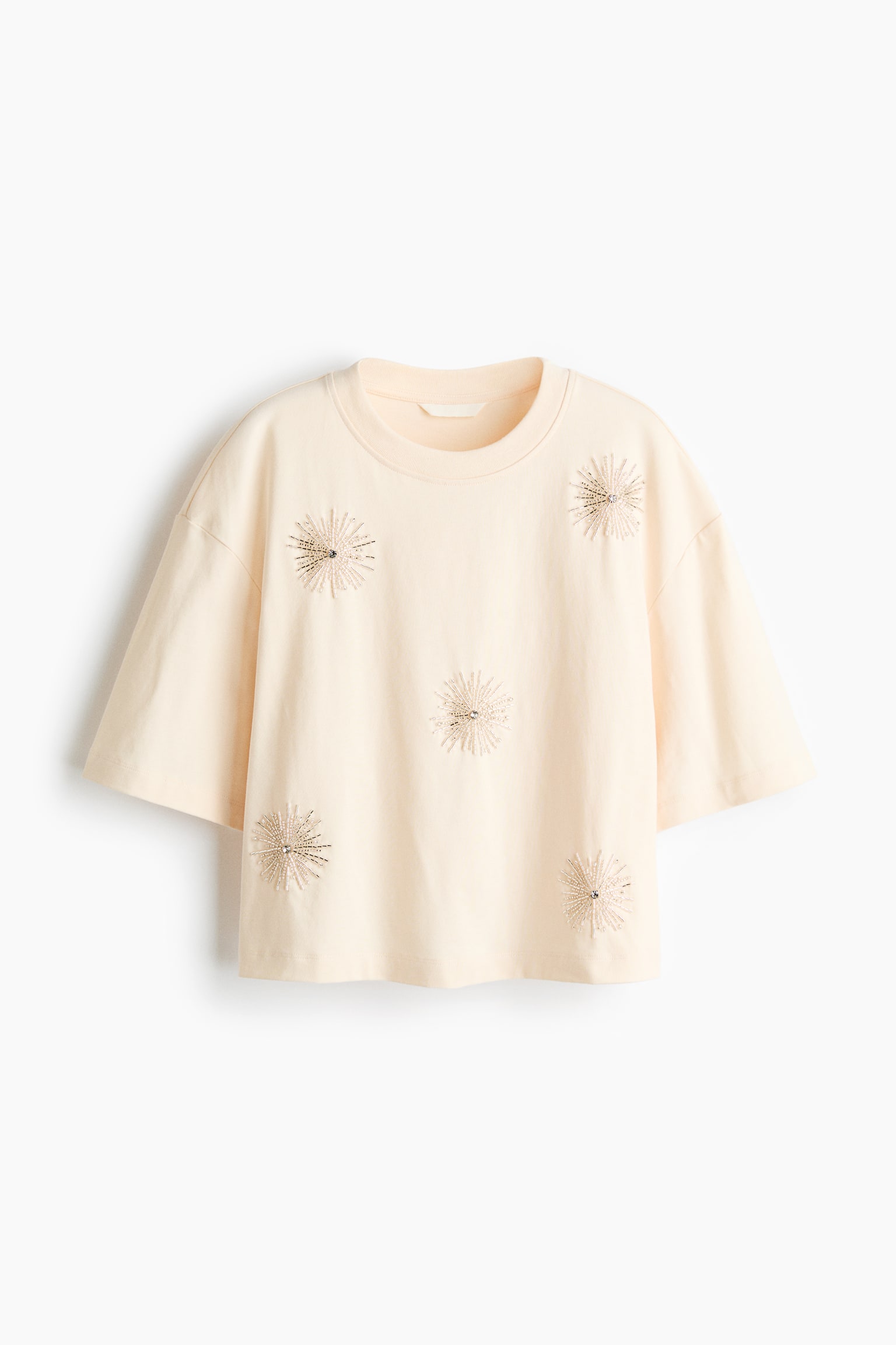 Embellished T-shirt - Màu kem - 1