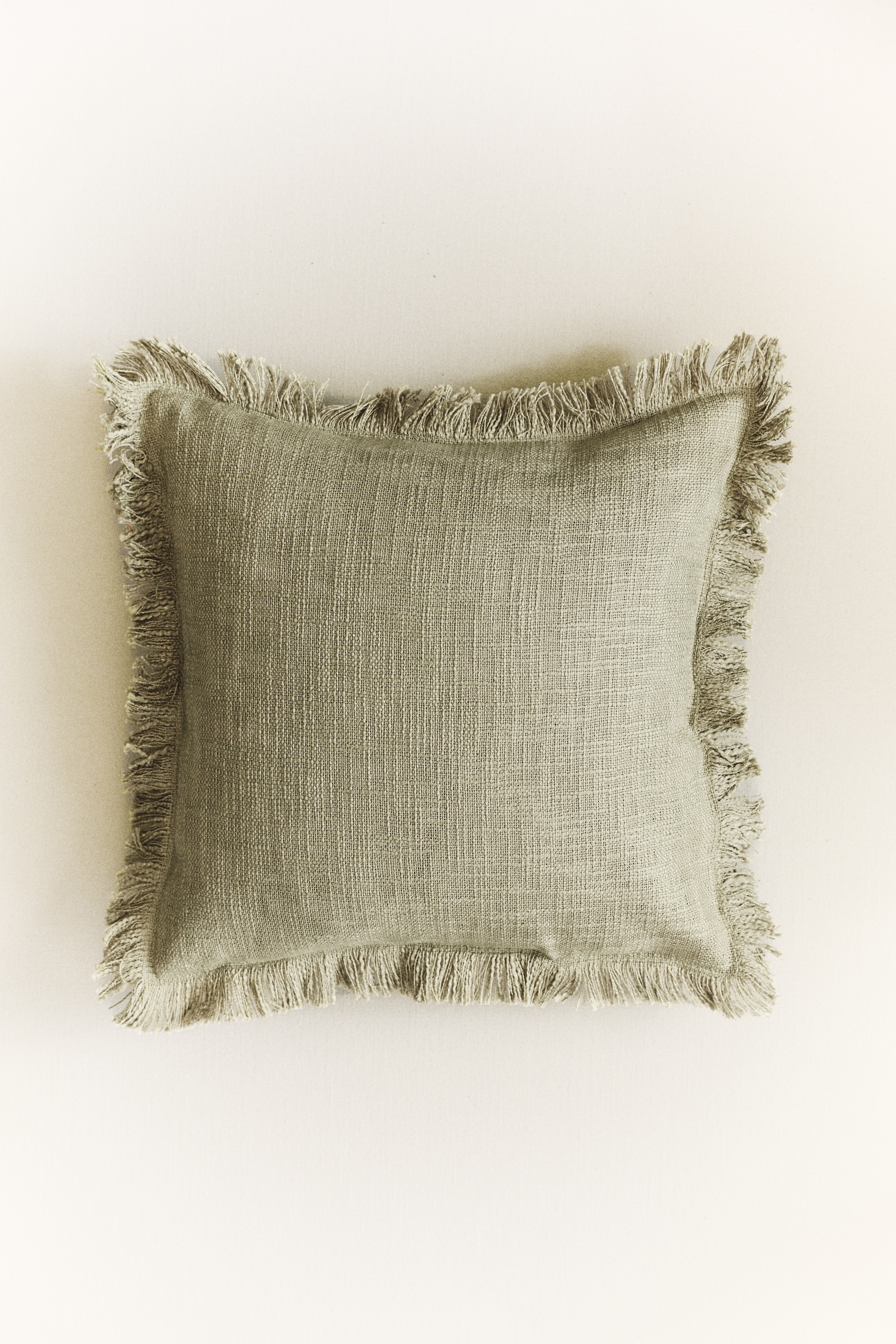 Slub-Weave Cushion Cover - Sage green/Light beige/Orange/Coral red