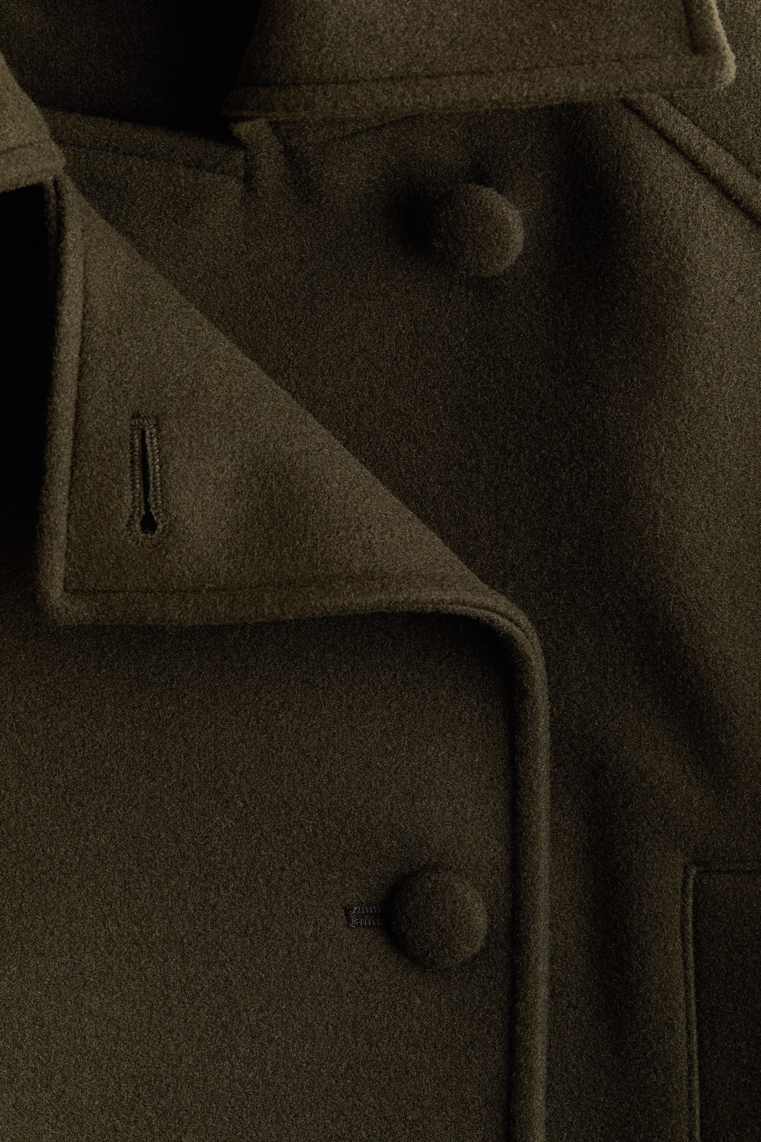 Женское пальто H&M Short Double-Breasted, цвет: Тёмный хаки зелёный — фото 6