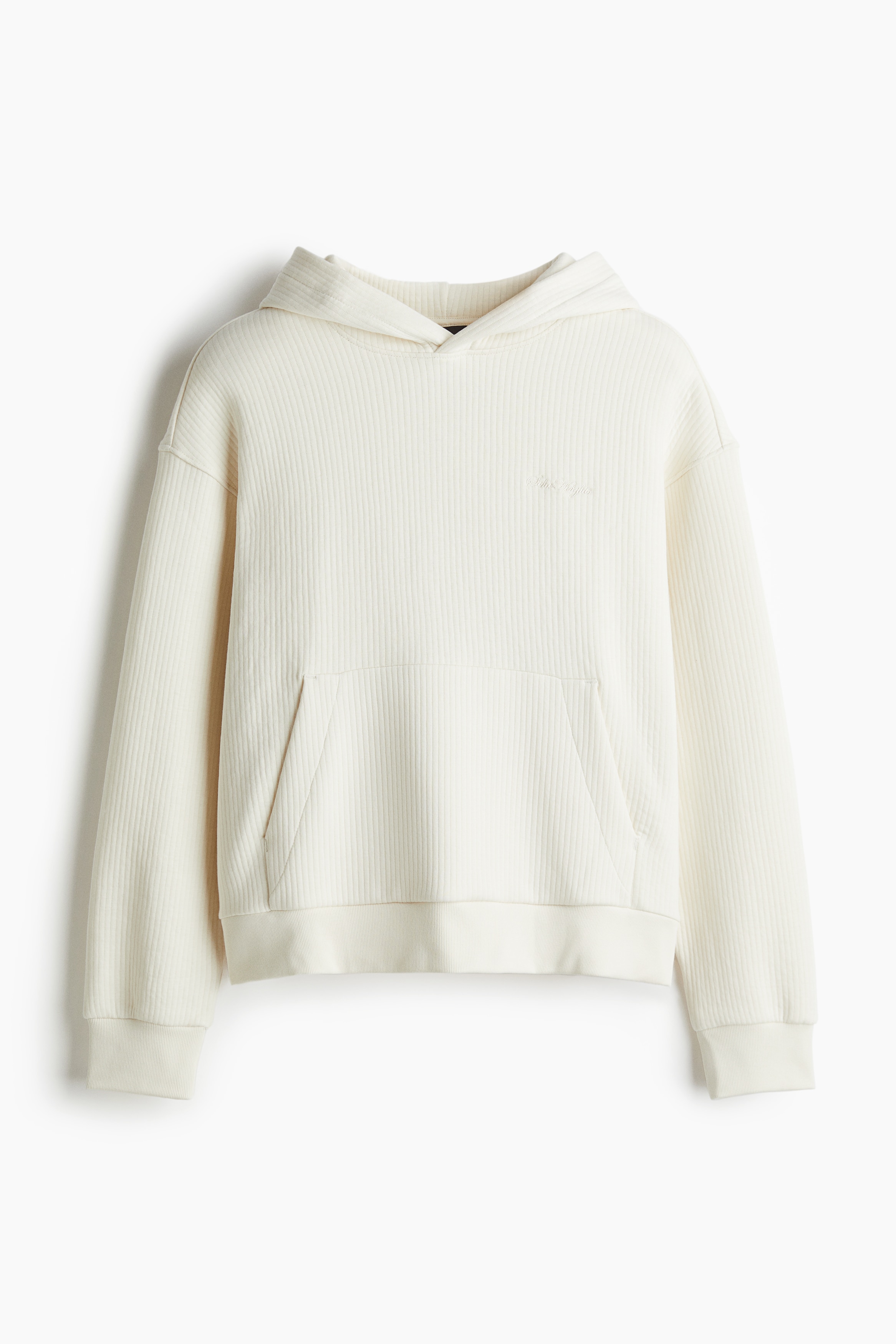Mannen - Roomwit Geribde capuchonsweater - Loose Fit - Size: 3XL  - H&M