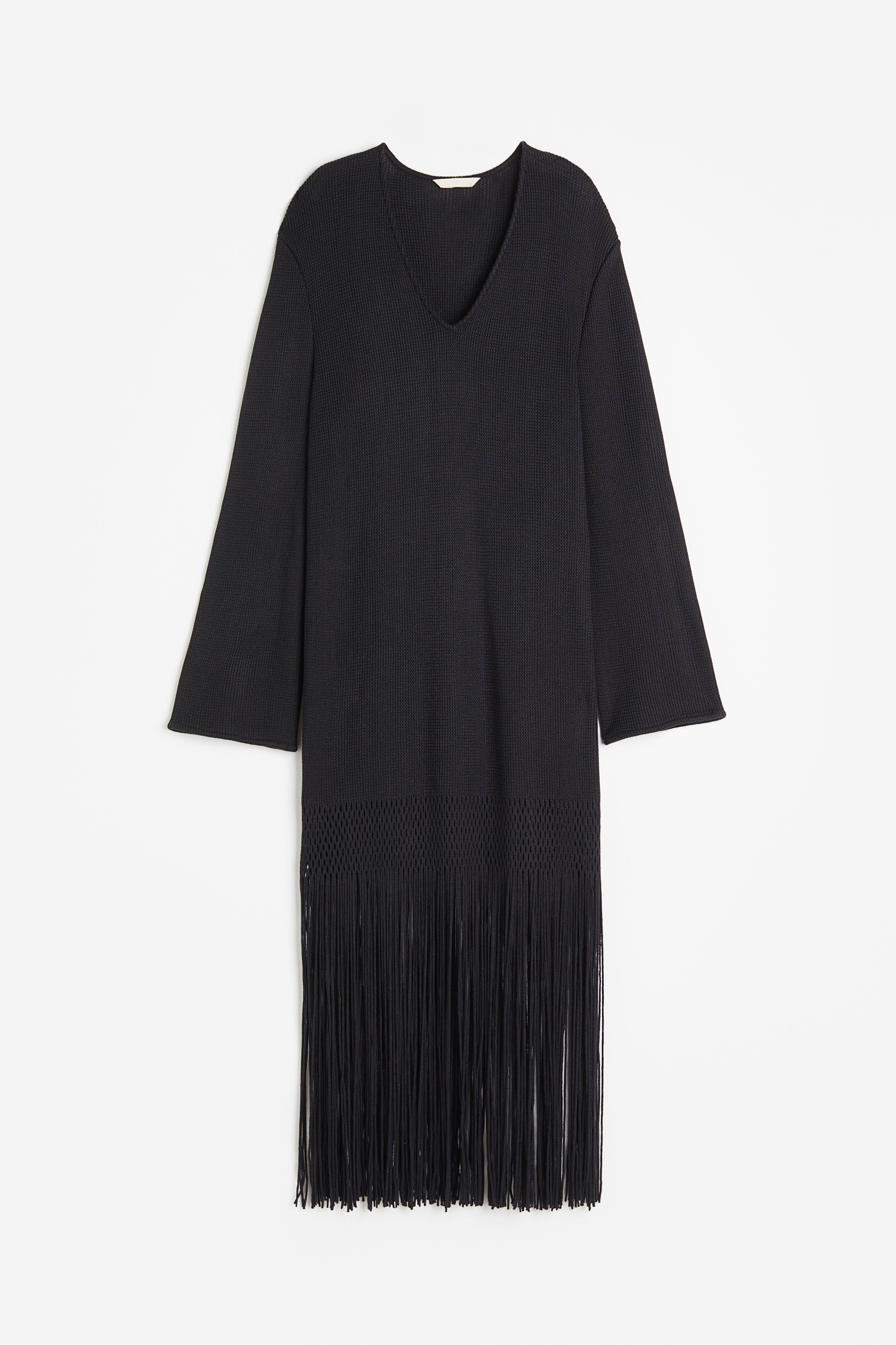 Black shops fringe dress h&m