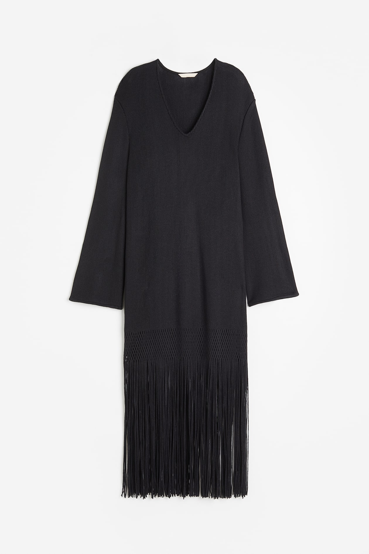 fringed knit dress h&m Women's Burgundy/striped Fringe-Trimmed Knit Dress