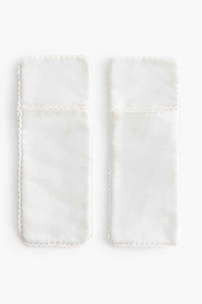 Set van 2 bestekservetten met picotrandjes - Wit - 1