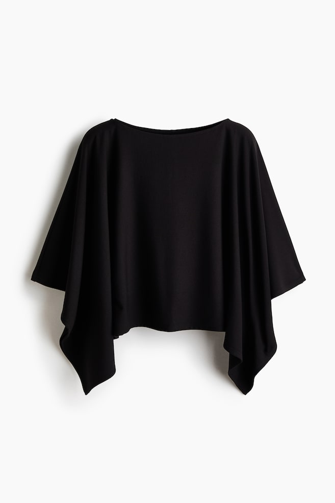 Viscose-blend cape - Black/Dark brown/Beige marl - 1