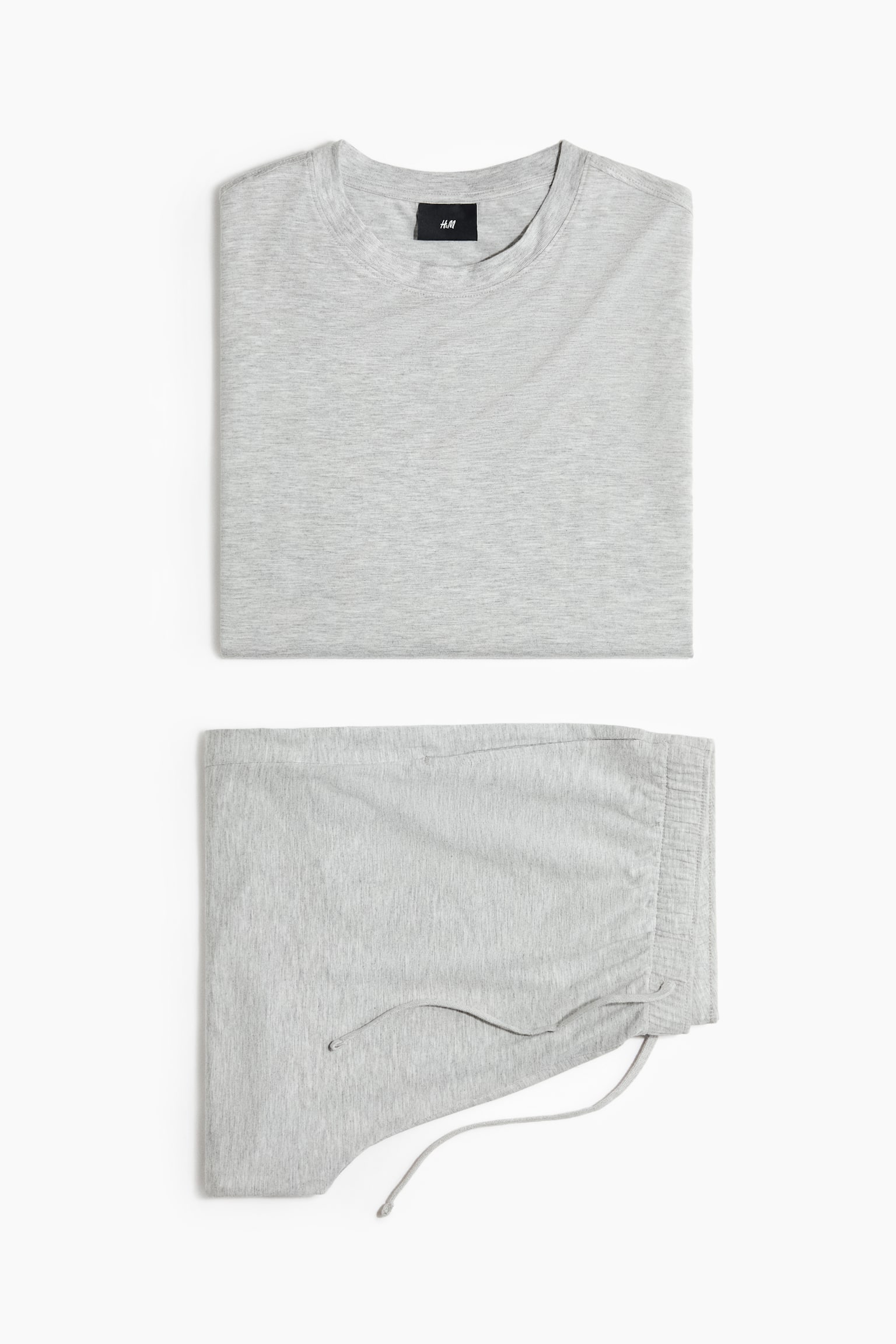 Set mit Schlaf-T-Shirt und Shorts - Hellgraumeliert/Mattblau