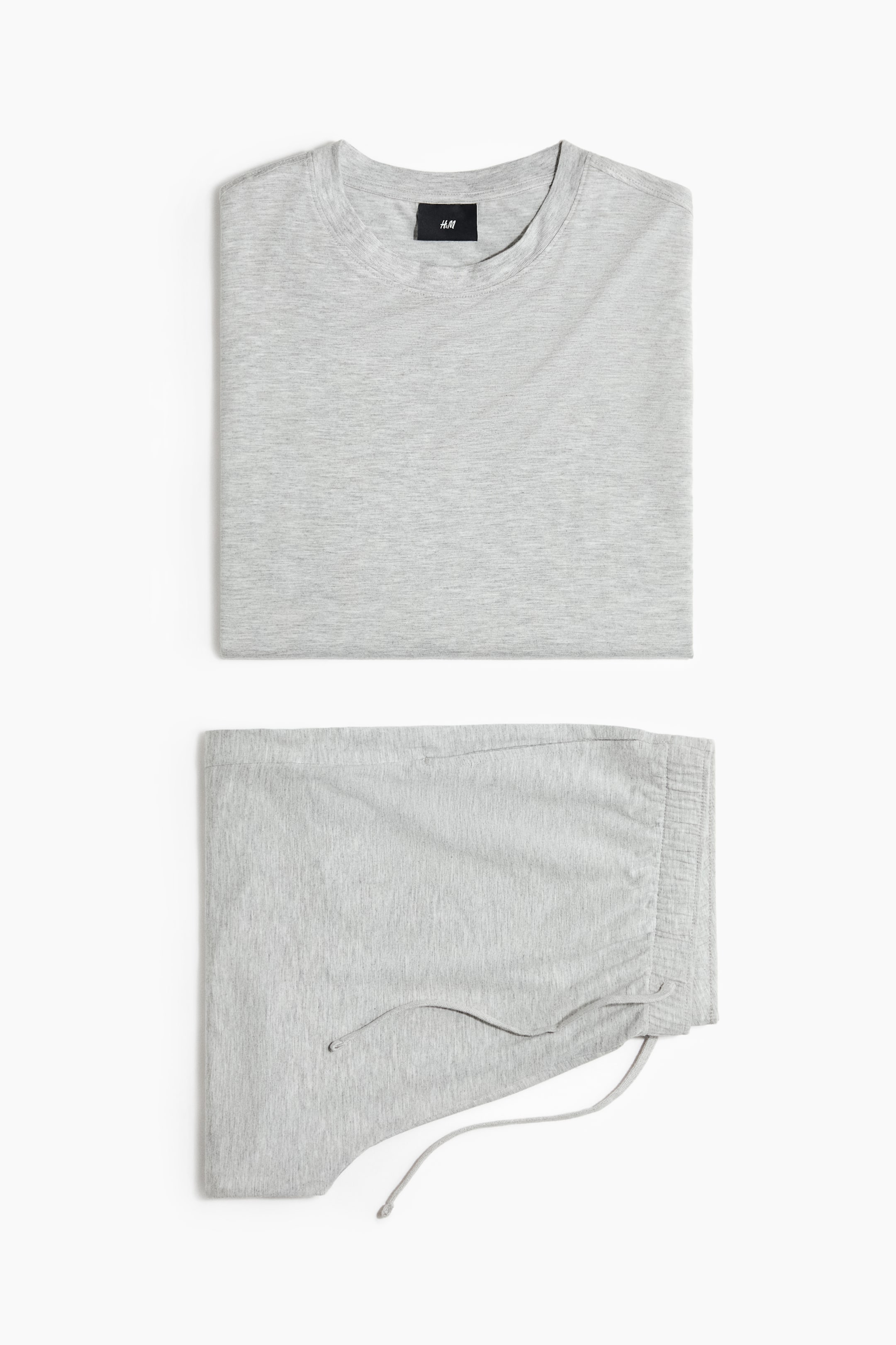 View larger image: Pyjama T-shirt and shorts set - Light grey marl - Men | H&M 1