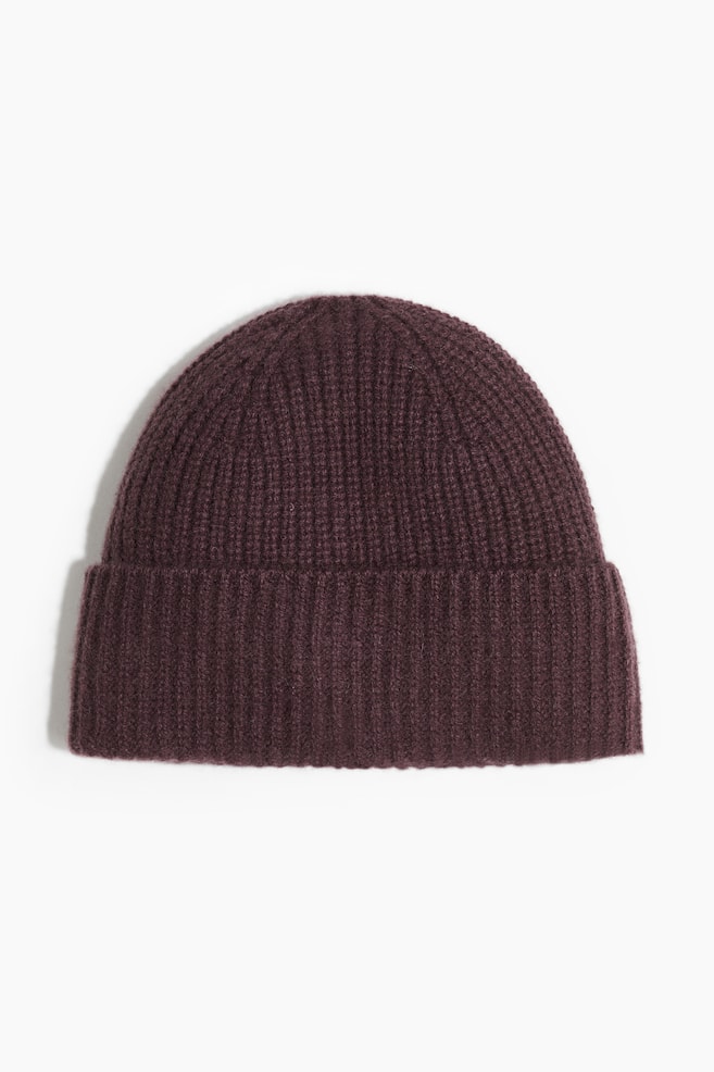 Rib-knit cashmere hat - Dark purple/Black/Grey/Mustard yellow/Dark brown - 1