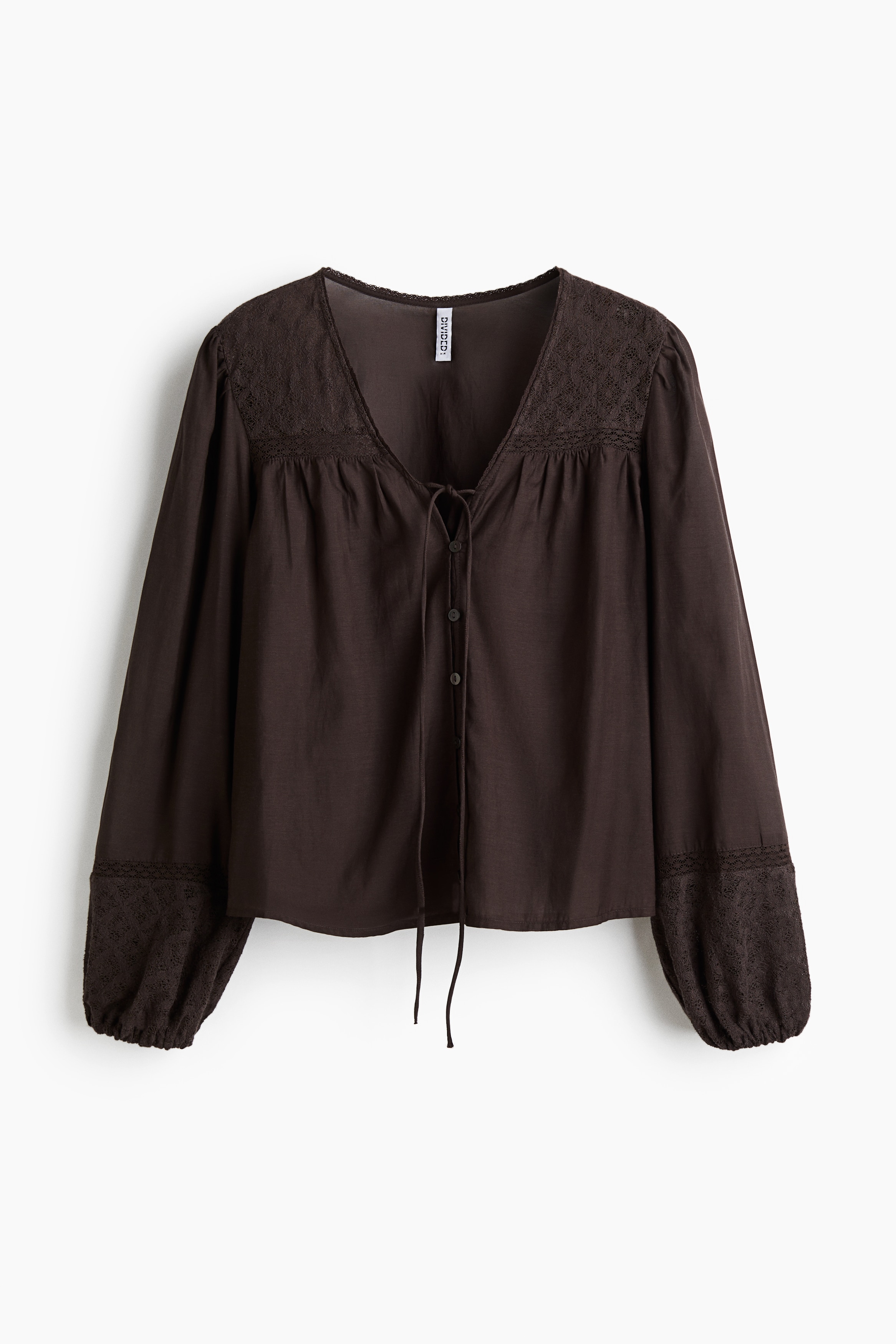 Blusa com renda - Castanho escuro/Creme