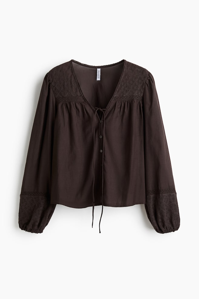 Camicetta con pizzo - Marrone scuro/Crema - 1