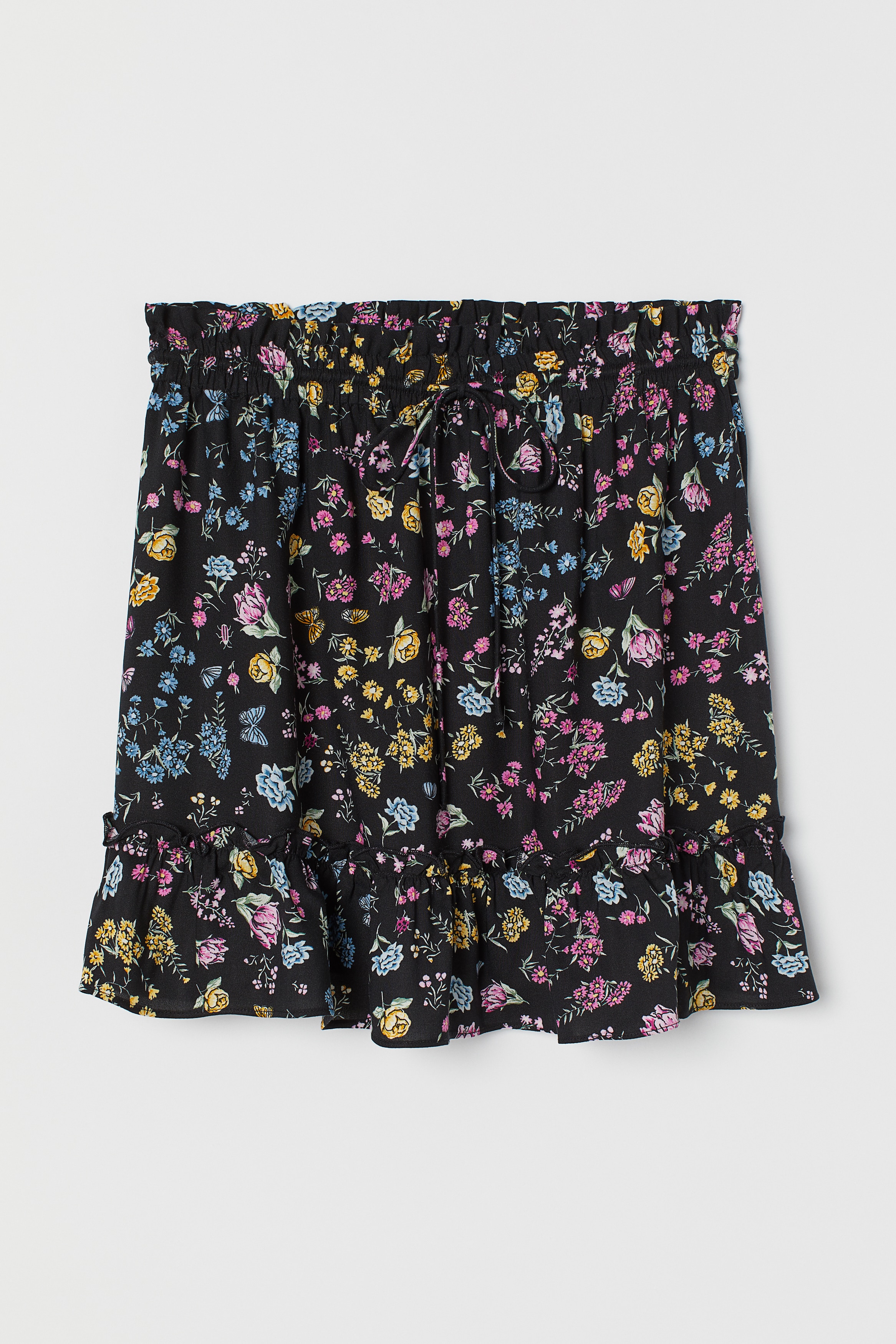 H&m black floral skirt hotsell