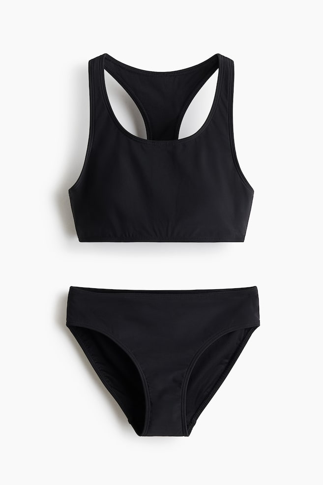 Bikini deportivo con Lycra® Xtra Life™ - Negro/Verde caqui claro - 1