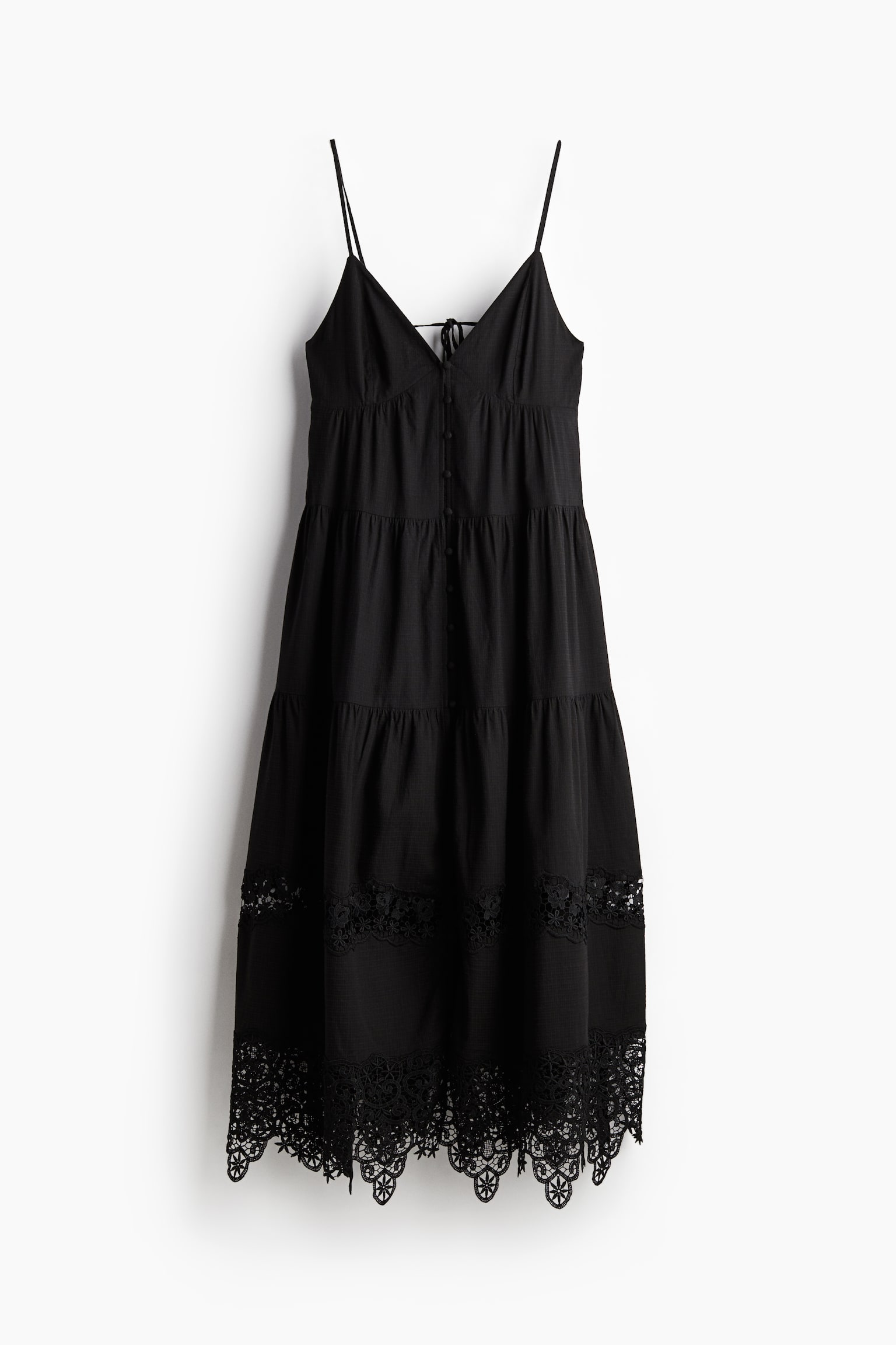Lace-trimmed strappy dress - Black/White - 2