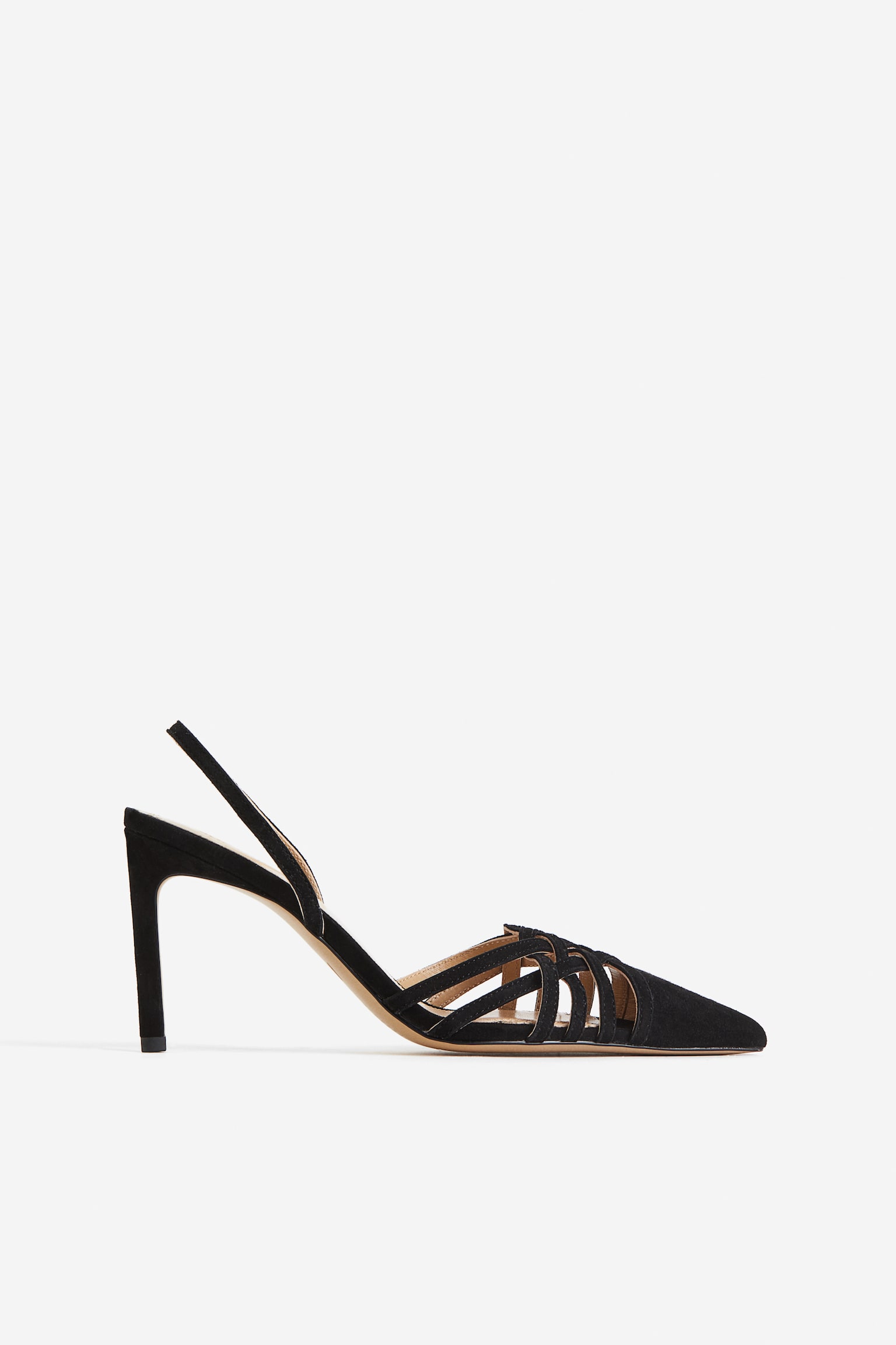 Suede Slingbacks - Black/Greige - 4