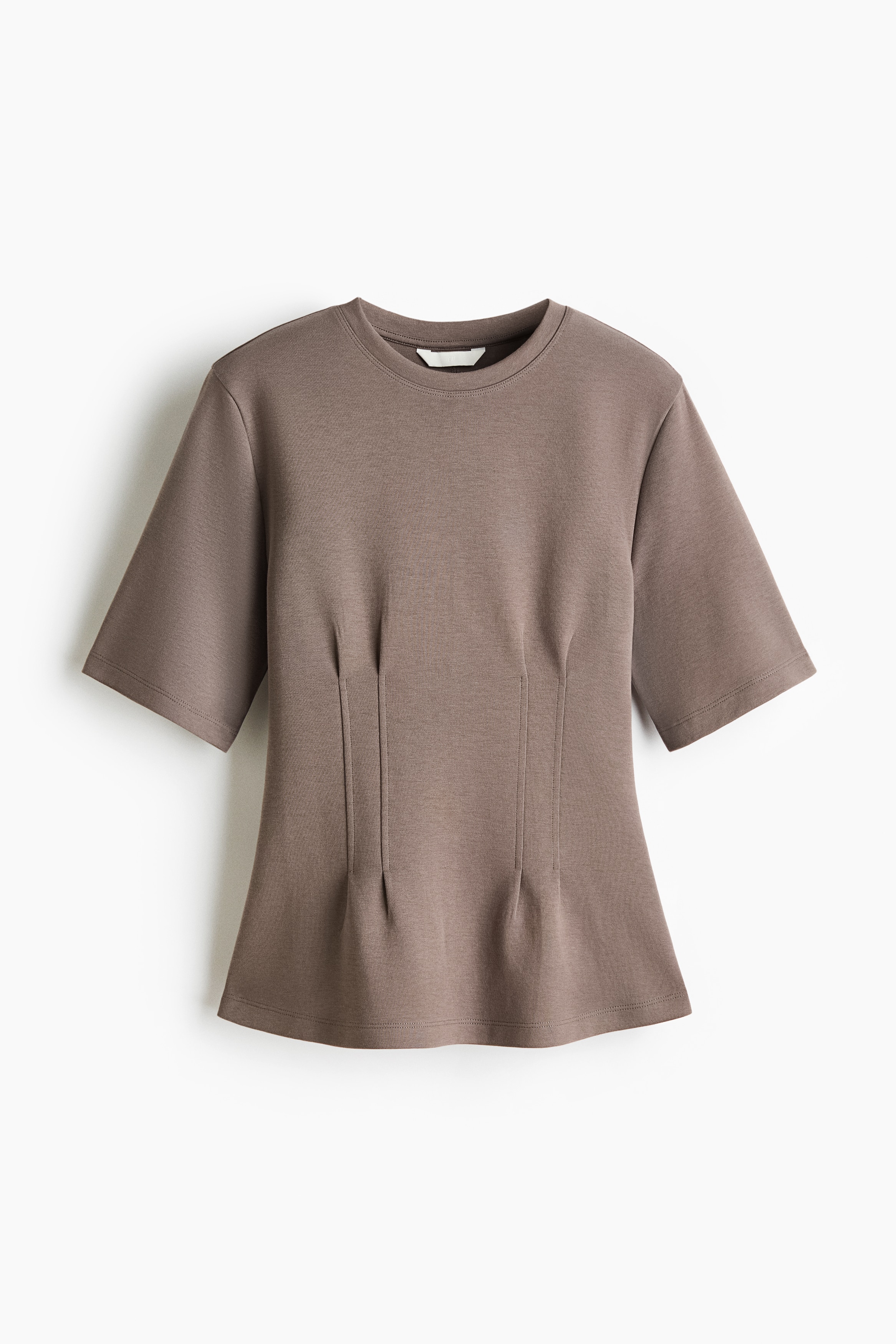 Waisted interlock T-shirt - Dark mole/Dusty pink/Black/Pale yellow/White