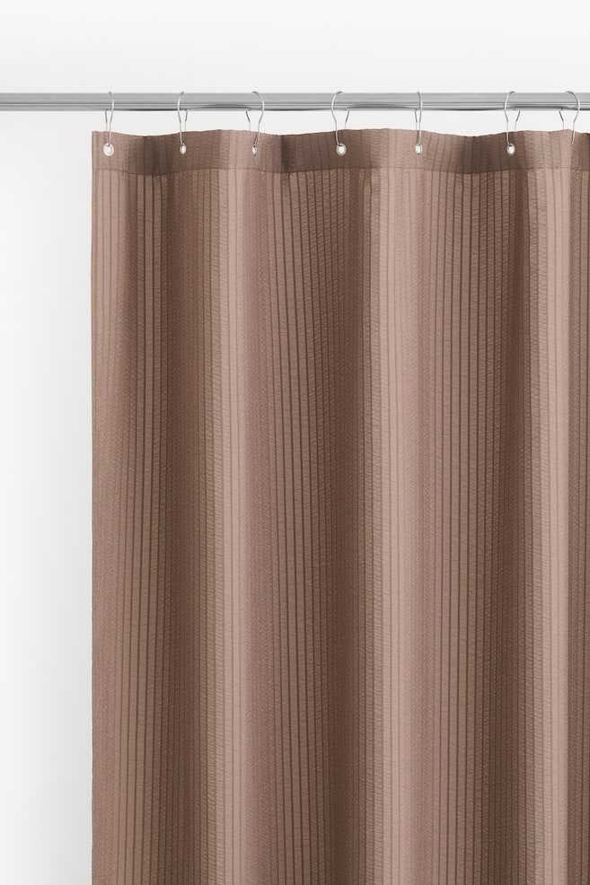 Seersucker Shower Curtain - Dark taupe/striped/Cream - 1