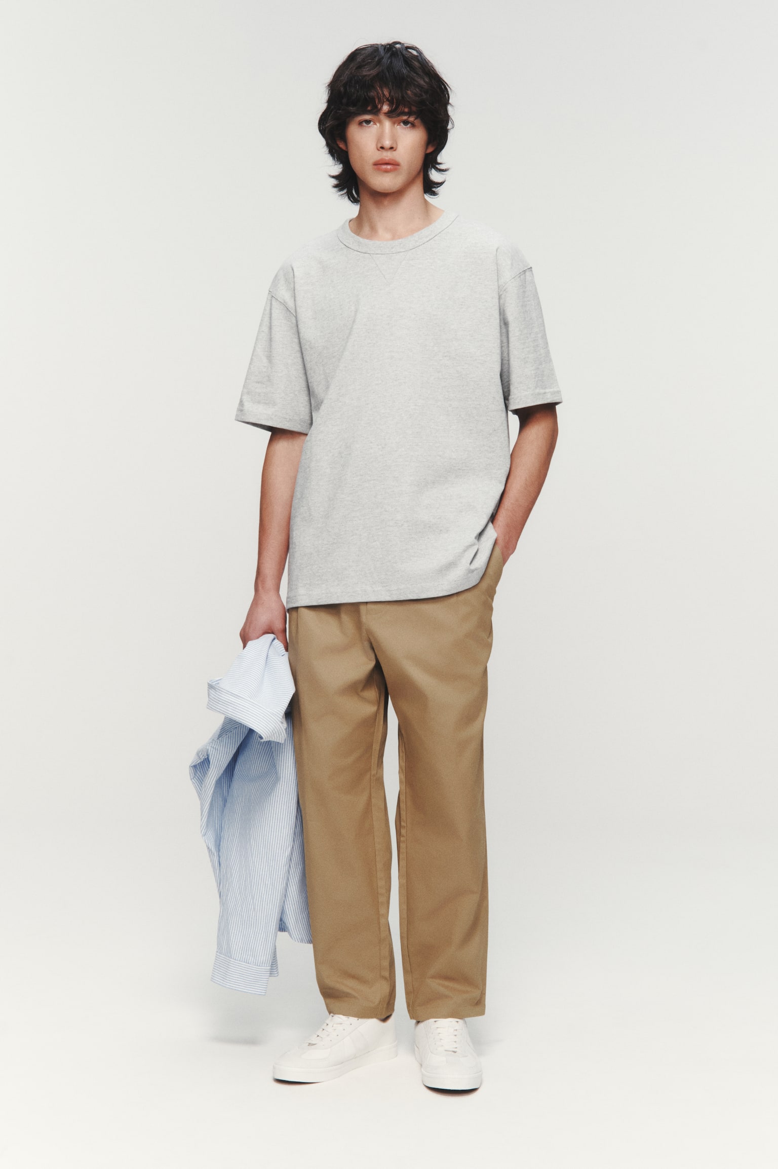 Loose-Fit Cotton Pants - Beige/Dark khaki green/Black - 2