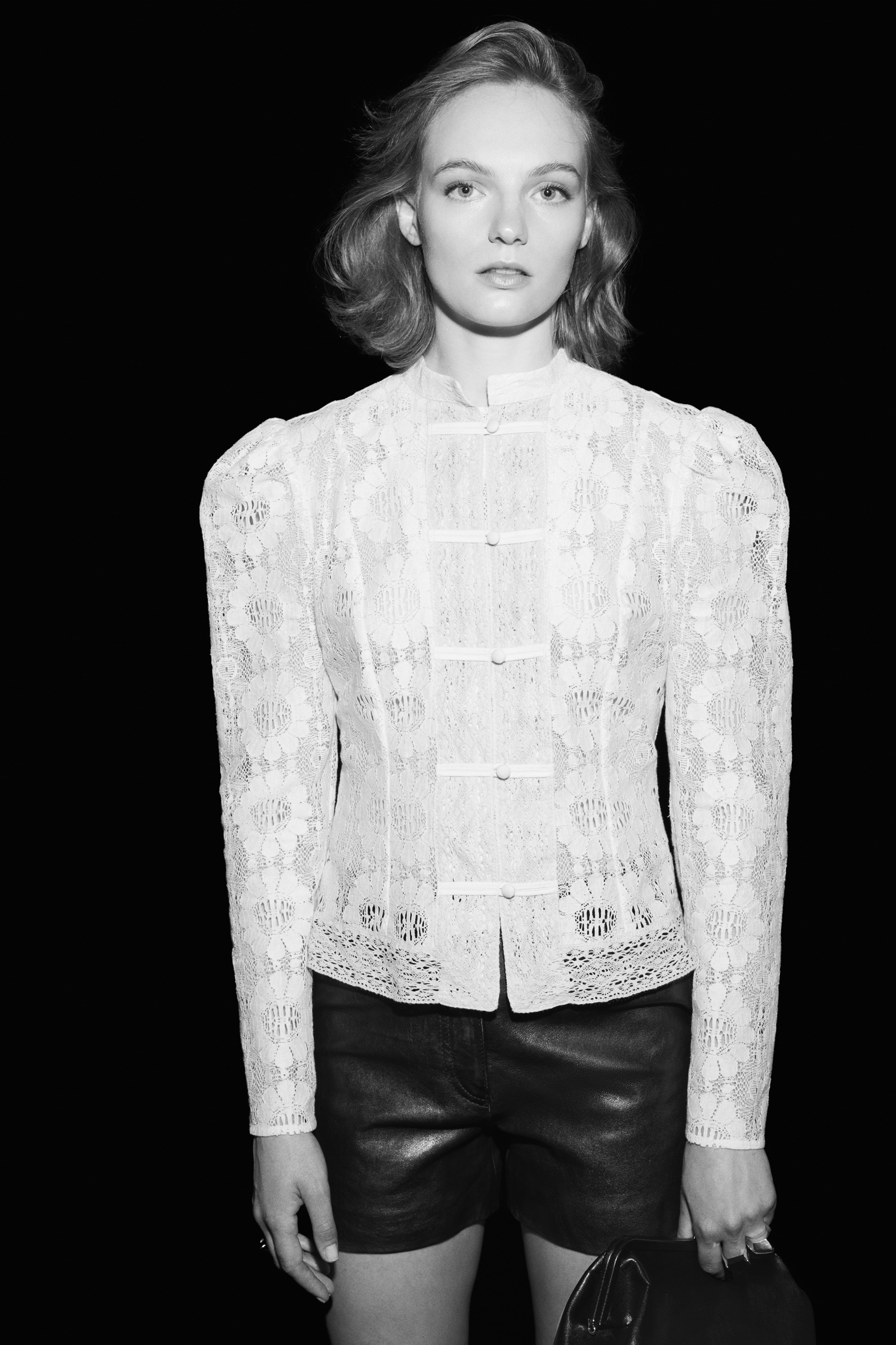Knot-Button Lace Blouse