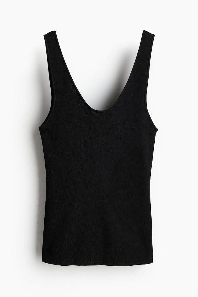 Knit Tank Top - Black/White/Light peach/Light dusty turquoise/Dark brown/Lime green/Dark pink/Light yellow - 1