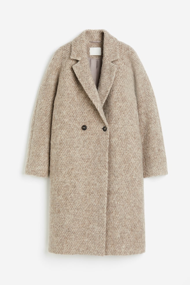 Double-breasted wool-blend coat - Beige/Herringbone-patterned/Light beige/Black/Checked/Black/dc - 2