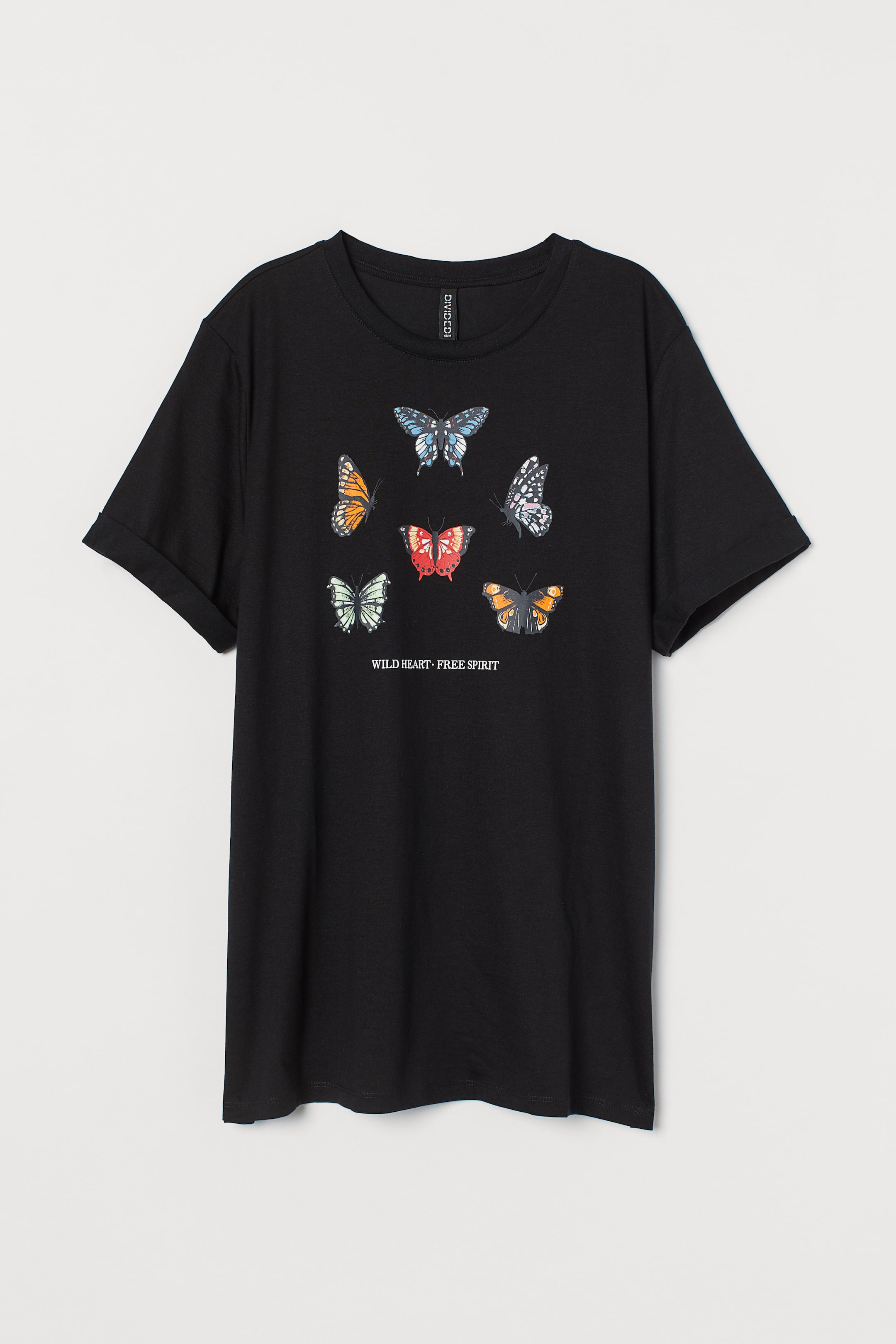 Straight-cut T-shirt - Round Neck - Short sleeve - Black 