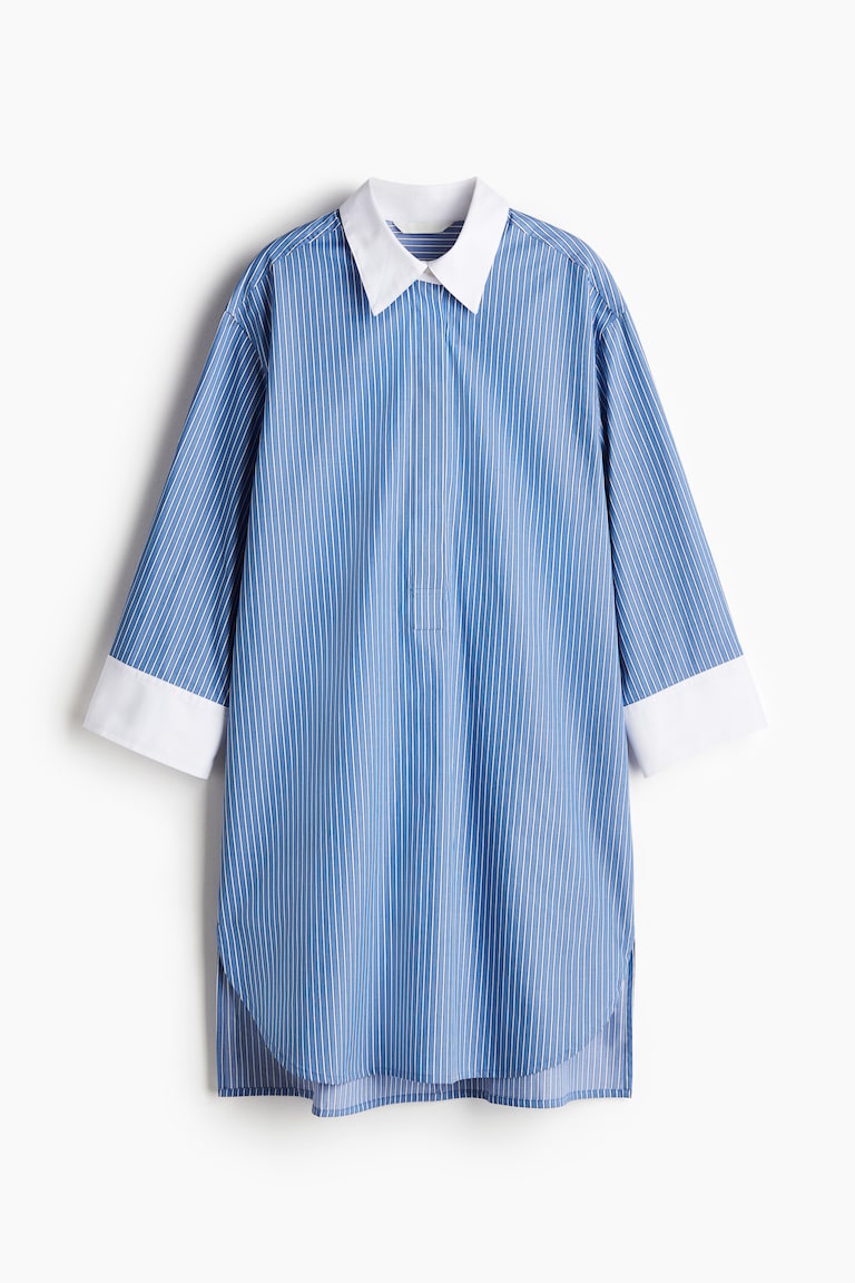 h&m shirt dress striped Ladies - White/Black Striped Cotton T-Shirt Dress - Size: XS