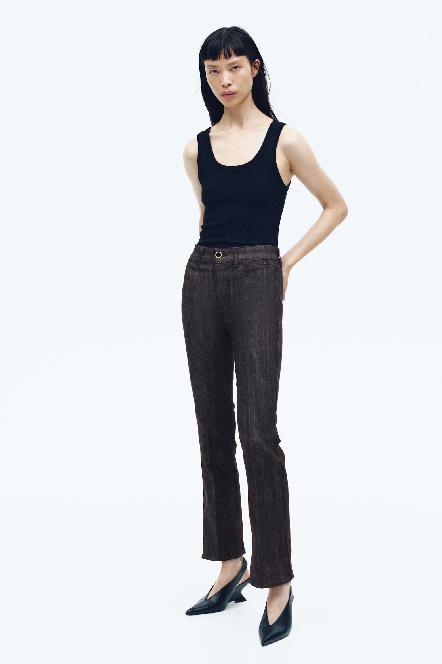 Женские джинсы H&M Flared High Ankle, цвет: Тёмный коричневый — фото 2