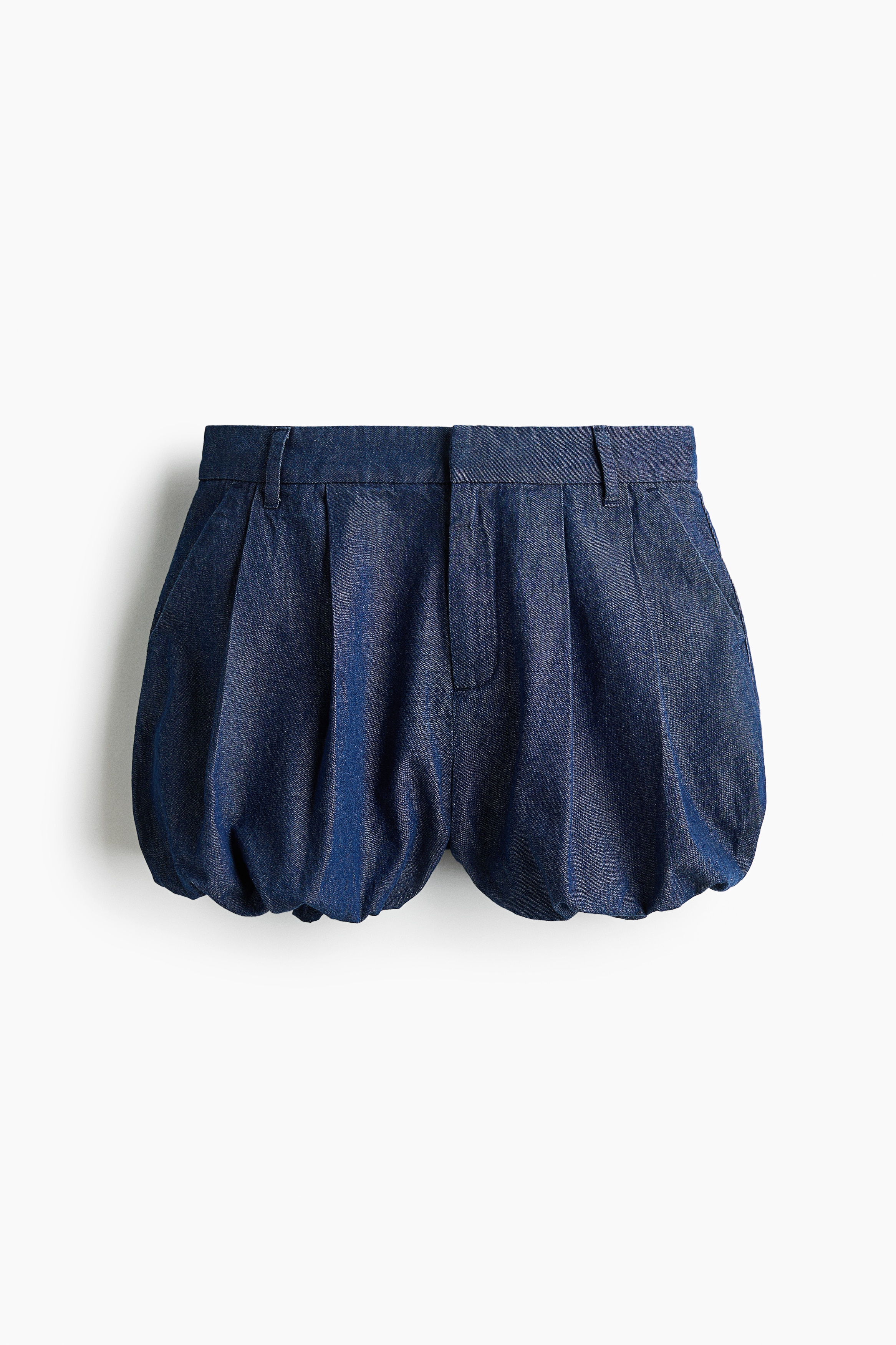 Denim Balloon-Leg Shorts - Dark denim blue