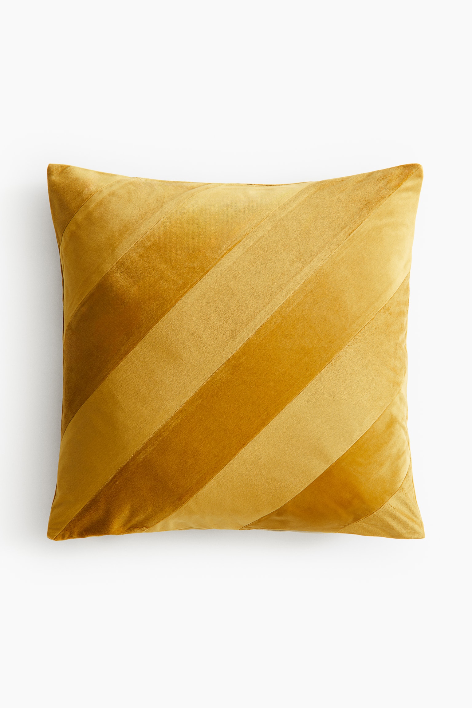 Striped velvet cushion cover - Yellow/Striped - 1