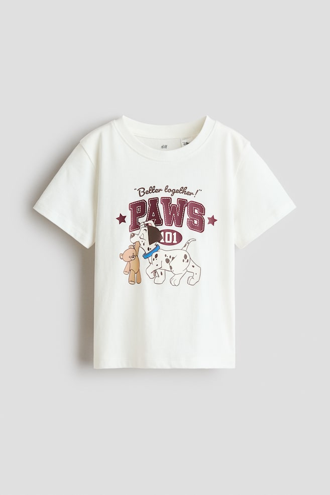 プリントデザイン コットンTシャツ - アイボリー／101匹わんちゃん/ダークレッド／トムとジェリー/ネイビーブルー／バットマン/ダークグリーン／101匹わんちゃん - 1