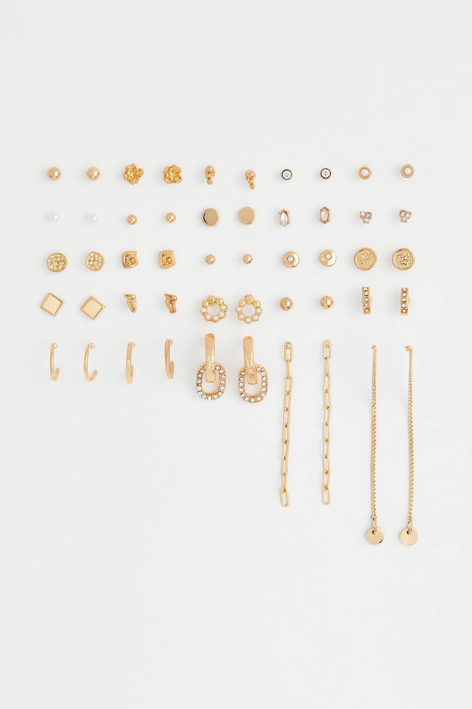 25 pairs Earrings & Studs - Gold colour - 1