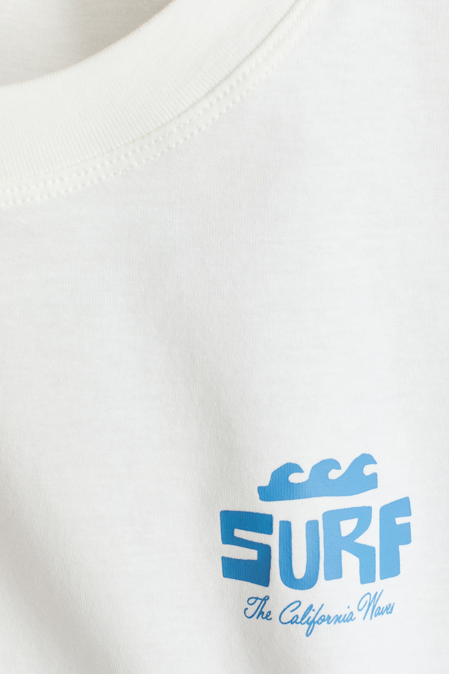 Printed cotton T-shirt-White/Surf - 7