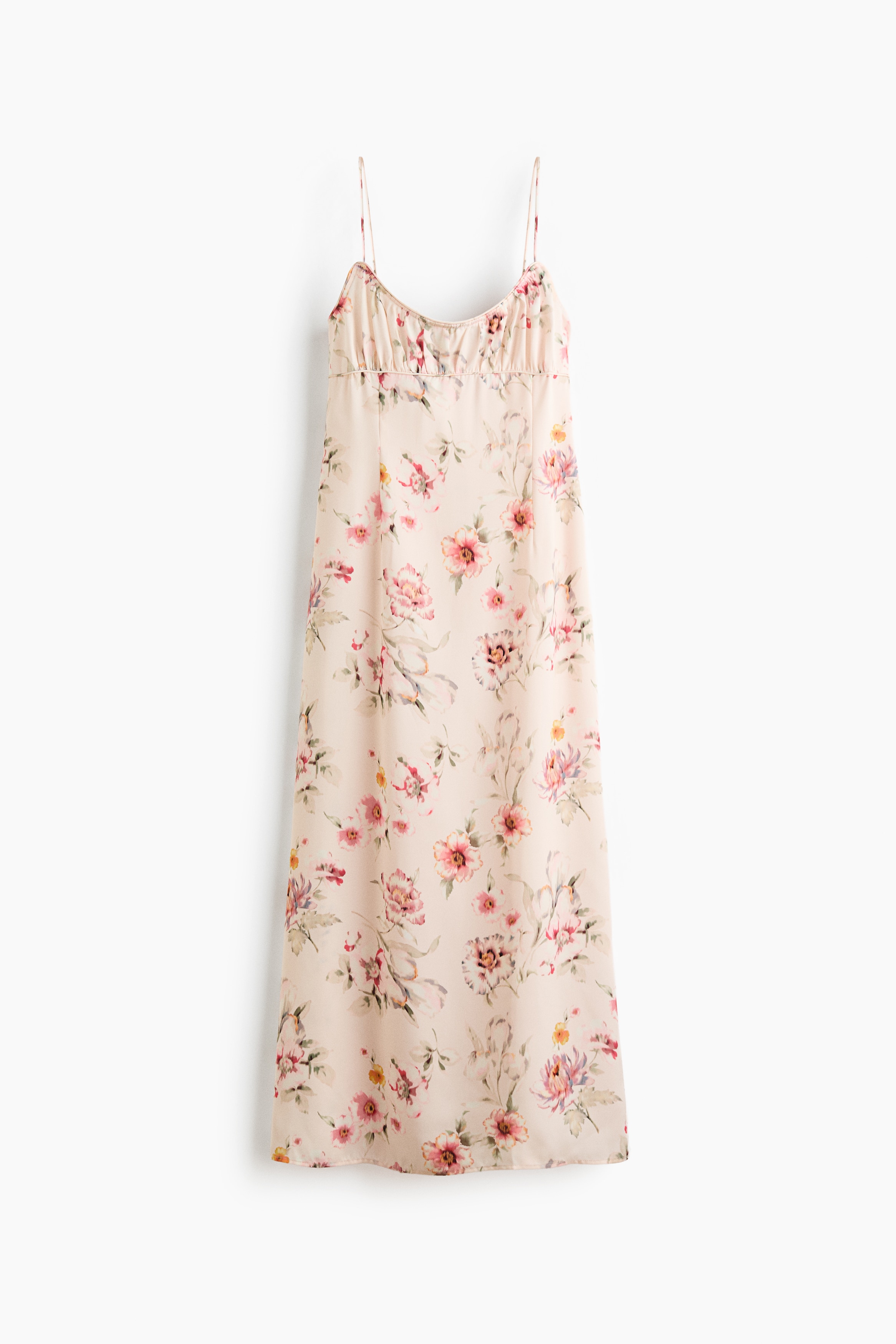 Printed strappy dress - Light beige/Floral