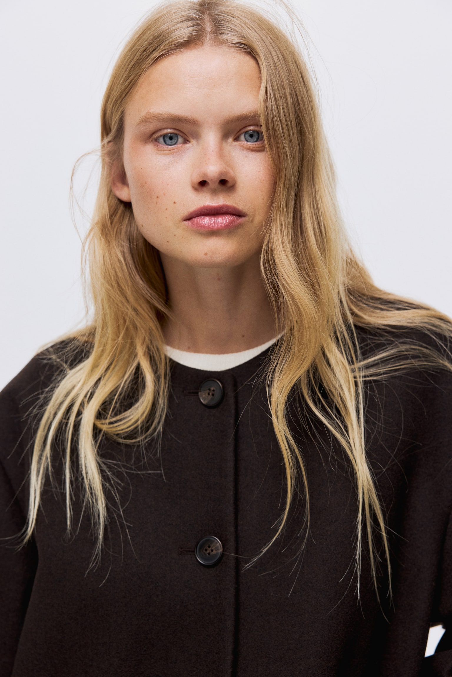 Scarf-detail coat - Dark brown/Dark grey/Olive green - 3