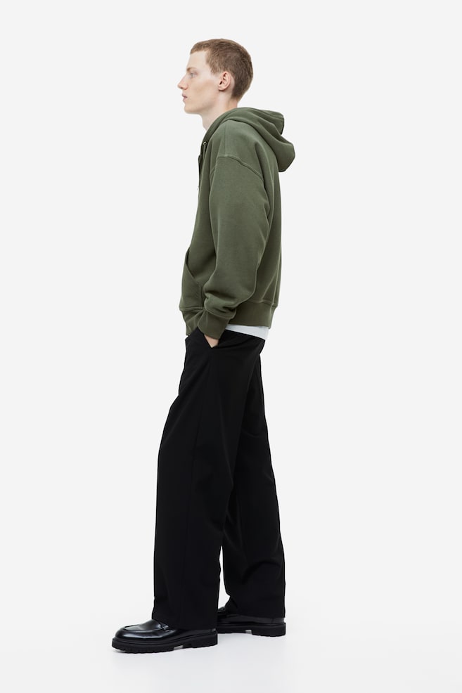 Oversized Fit Zip-through hoodie - Khaki green/Black/Beige/Dark blue - 7